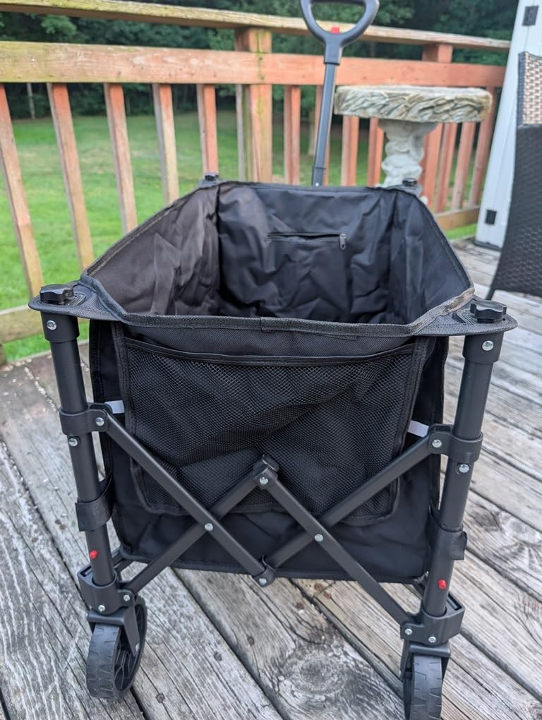 ROSONG Collapsible Wagon Cart with Wheels Foldable - Folding Utility Heavy Duty Wagons Carts for Grocery Sports Garden Shopping Camping Wheelbarrows (Black, 120L) customer photo 2