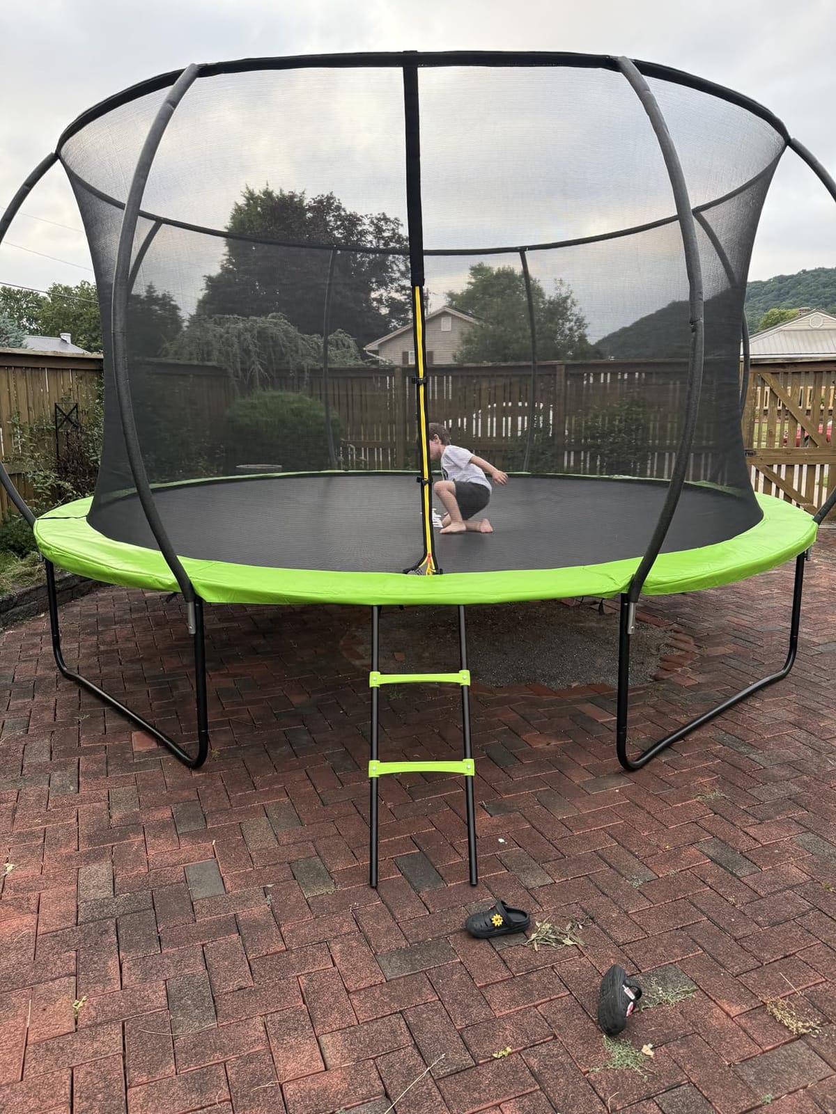 JoyBerri Outdoor Trampoline – with LED Lights, Net, Ladder, ASTM Certified | 8Ft 10Ft 12Ft 14Ft 15Ft 16Ft, 450lb capacity, kids & adults, anti-rust steel, net + ladder + stakes, 5-year protection customer photo 2