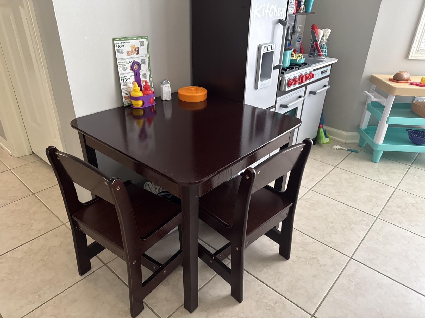 Delta Children MySize Kids Wood Table and Chair Set (2 Chairs Included) - Ideal for Arts & Crafts, Snack Time, Homeschooling, Homework & More, Bianca White/Natural customer photo 2