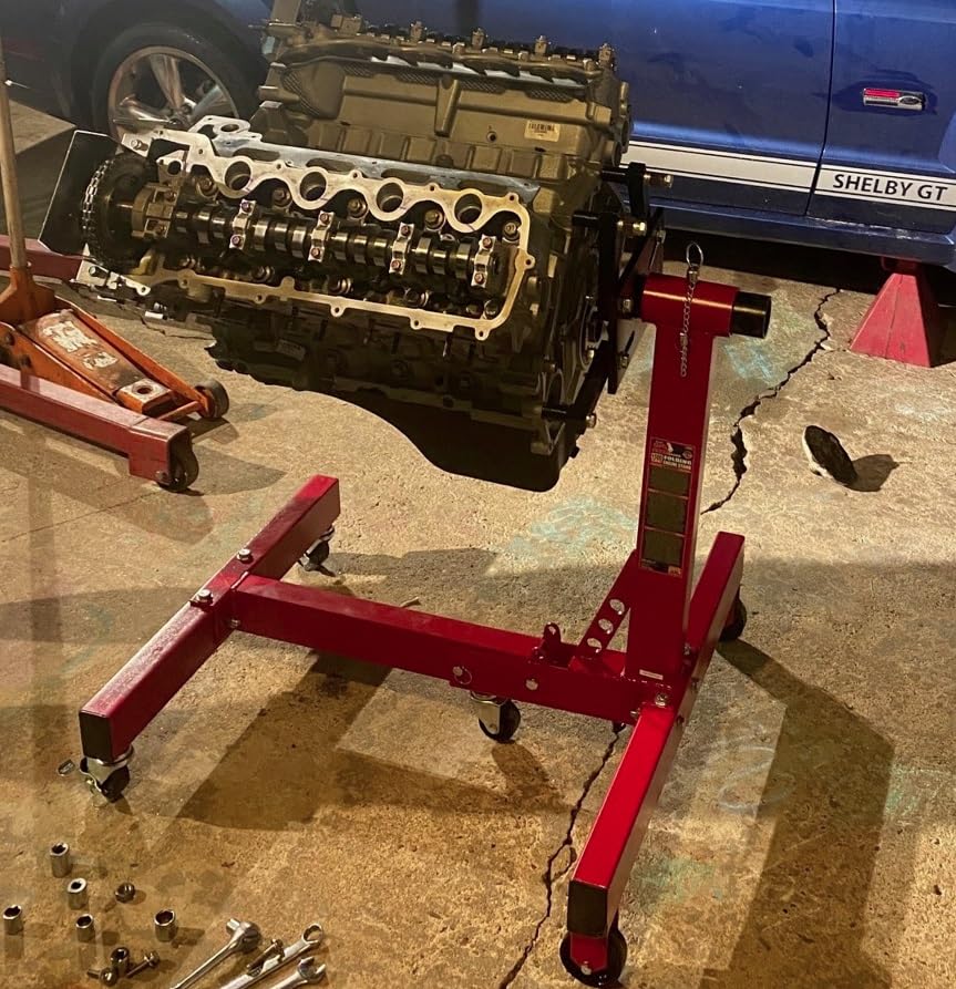 BIG RED Steel Rotating Engine Motor Stand,3/4 Ton (1,500 lbs) Capacity with Foldable Frame,5 Casters, 4 Adjustable Arms,360 Degree Rotating Head,for Vehicle Maintenance, Auto Repair,Red,AT37912-1 customer photo 2