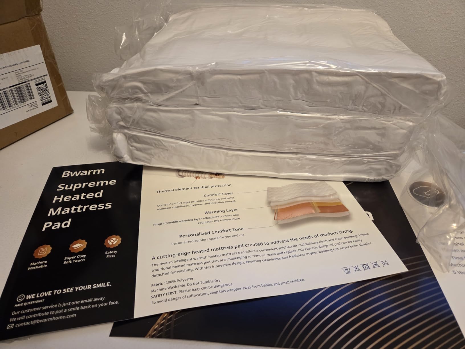 Bwarm Premium Multi-Zone Electric Heated Mattress Pad Queen Size, 60
