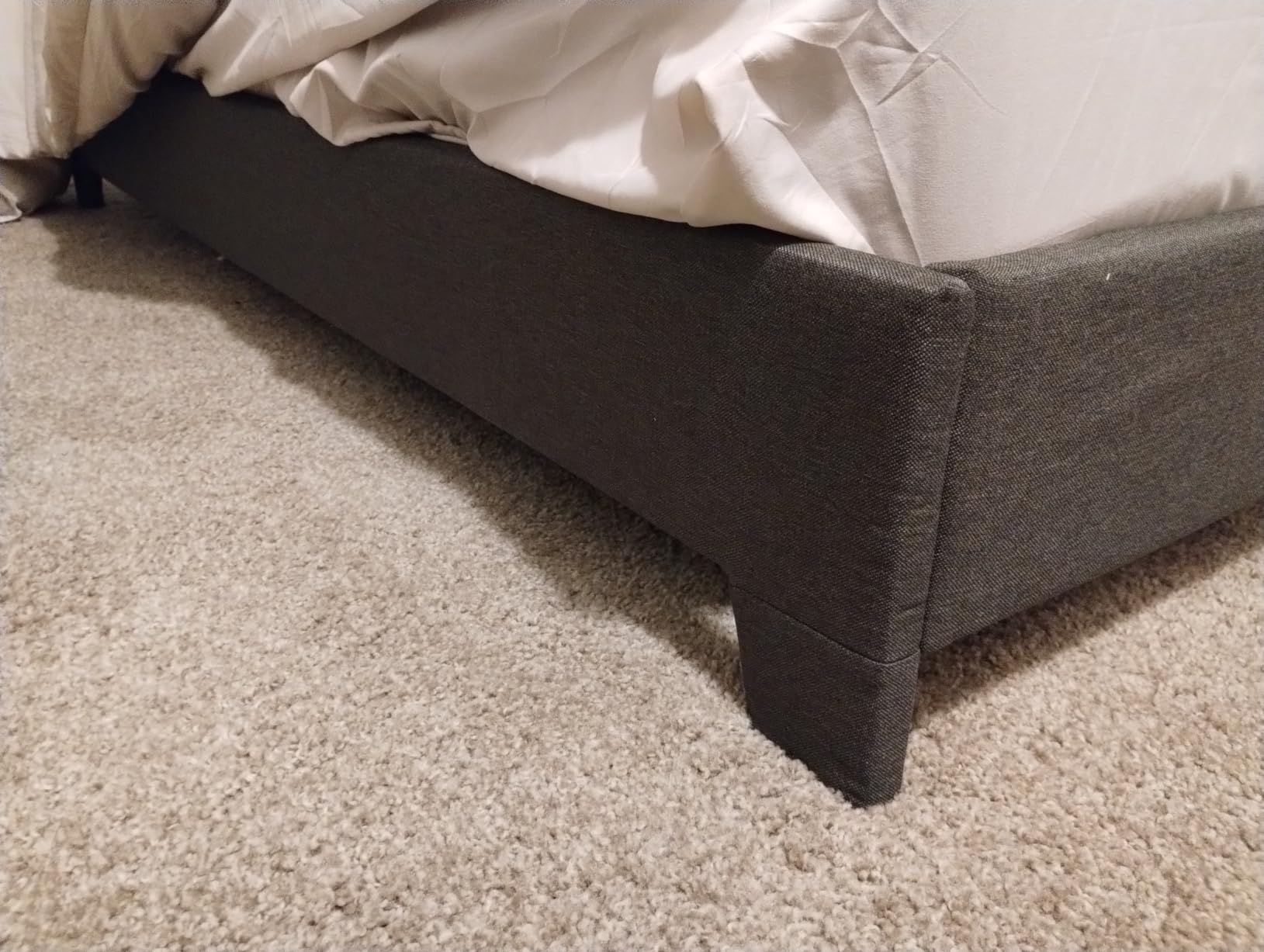 Allewie King Size Upholstered Bed Frame Adjustable Headboard, Beige customer photo 1