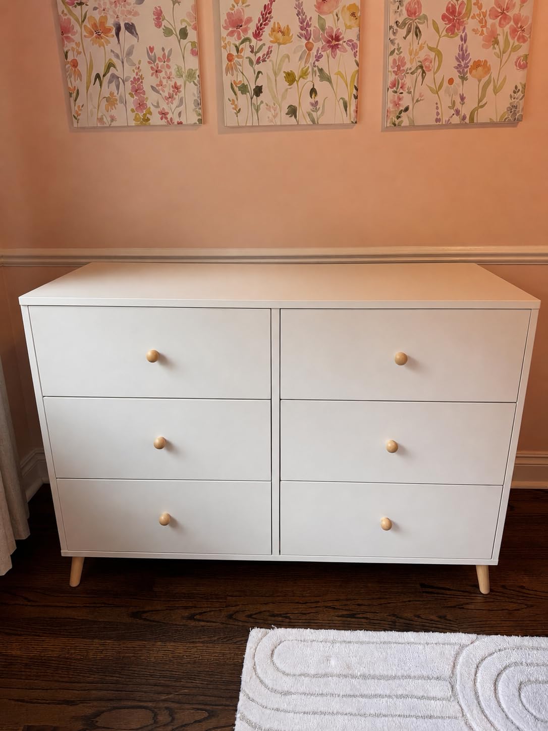 Delta Children Essex 6 Drawer Dresser, Bianca White/Natural customer photo 1