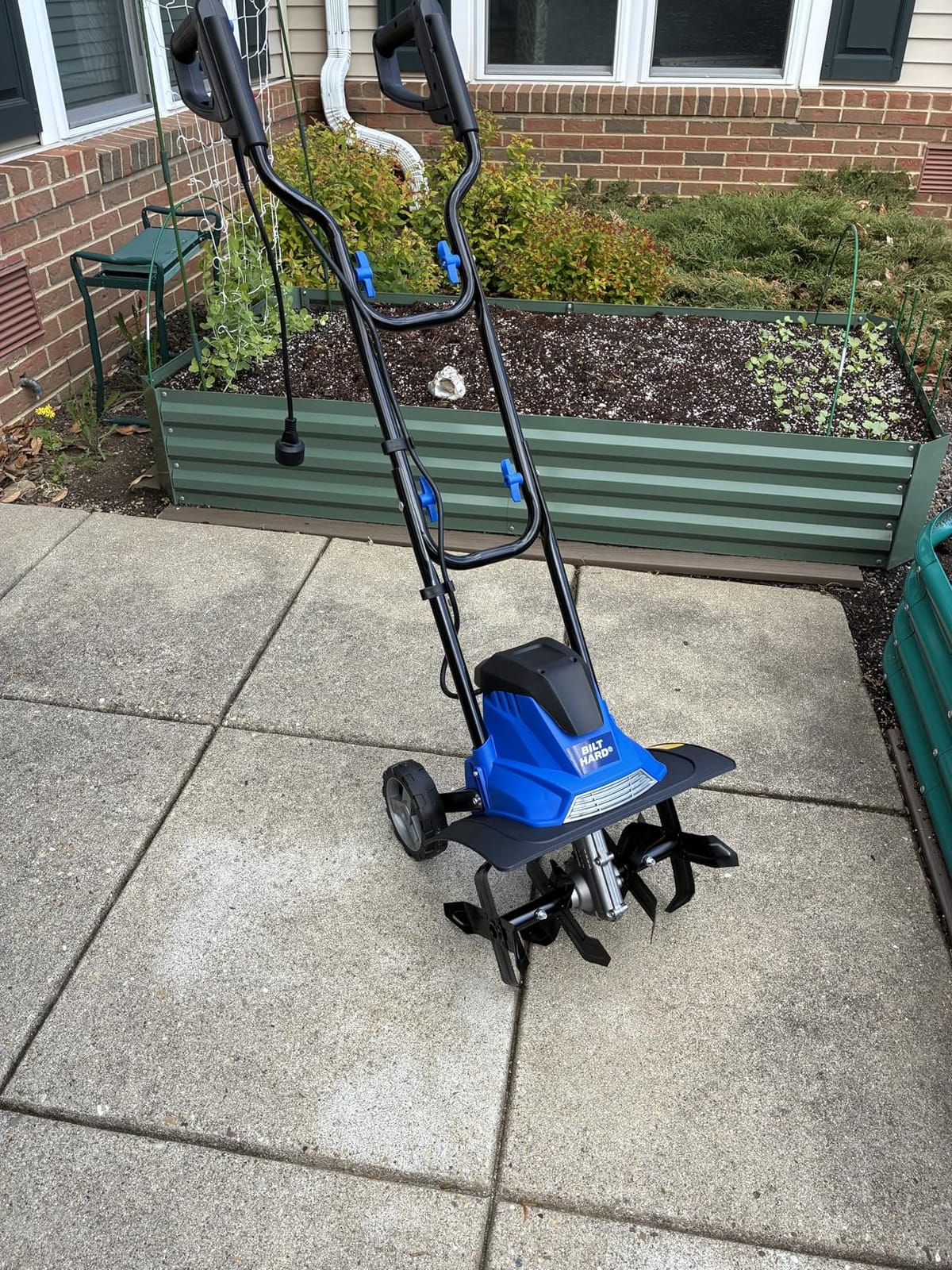 BILT HARD Electric Tiller Cultivator 14 inch, 10 Amp 4 Steel Tines Corded Tiller for Gardening with Foldable Handle, Portable Garden Rototiller with Adjustable Wheels customer photo 1