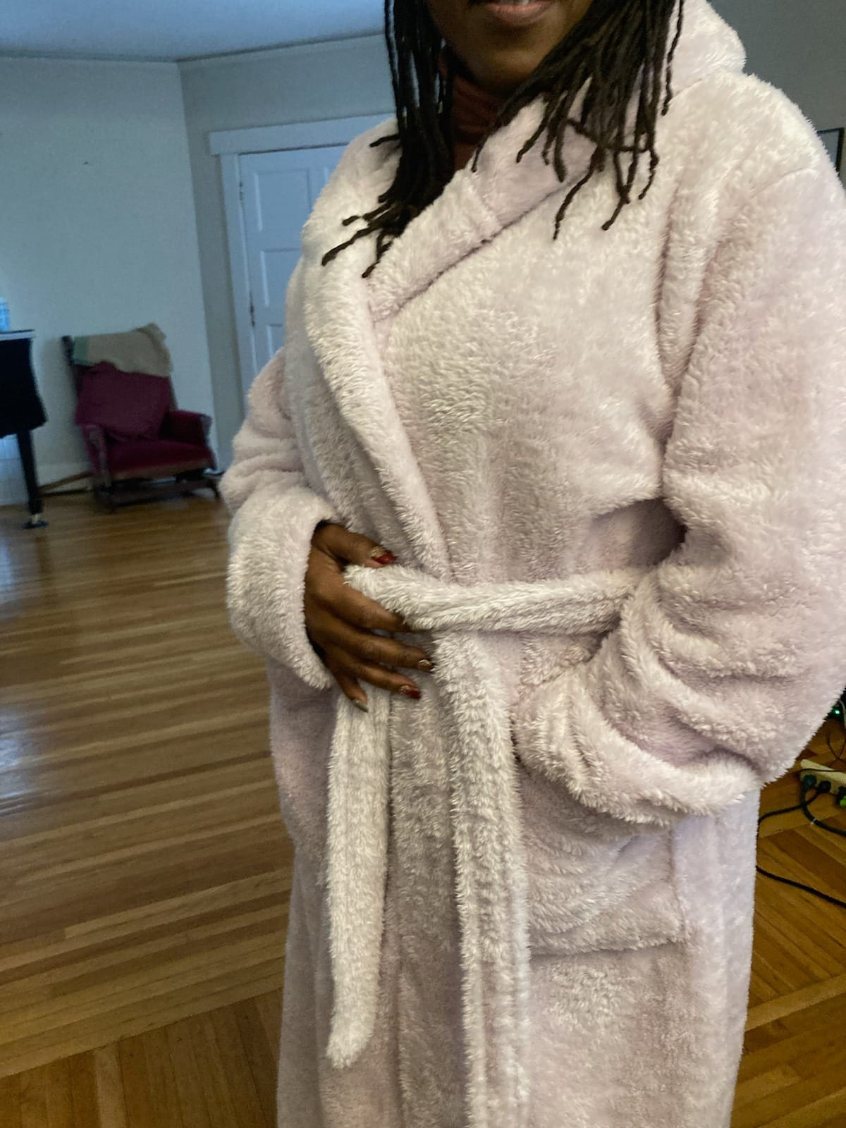 PAVILIA Womens Hooded Sherpa Fleece Robe, Long Plush Bathrobe Spa Housecoat customer photo 1