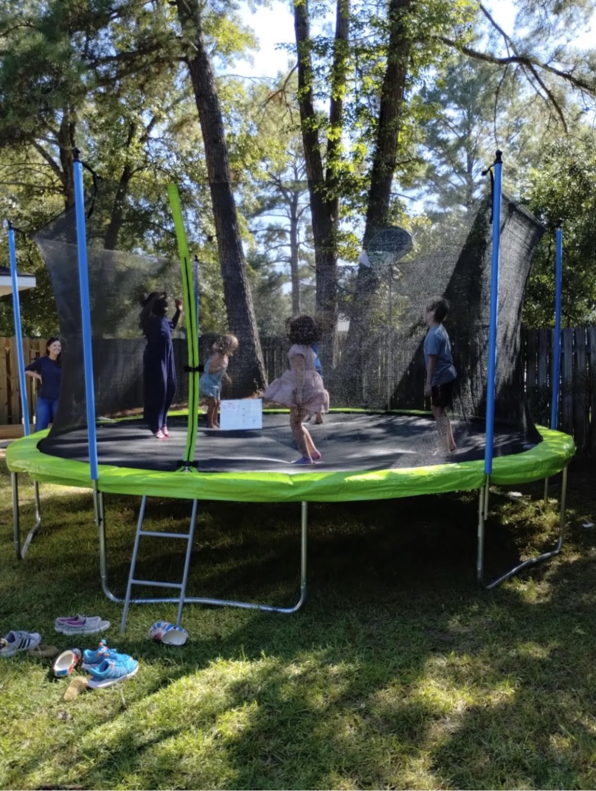 Lyromix Upgraded 16FT 15FT 14FT 12FT 10FT 8FT Trampoline Outdoor with Basketball Hoop and Net, Capacity for 4-6 Kids and Adults customer photo 1