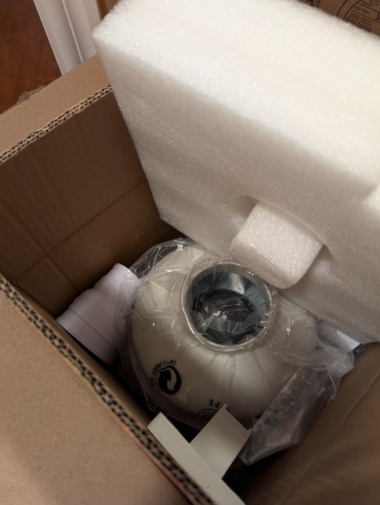 4 inch Radon Fan Installation Kit - 2 Speed Radon Mitigation Fan 260/188CFM Inline Centrifugal Fan with Rubber Couplers (4 inch x 3 inch) and Air Pressure Indicator customer photo 1