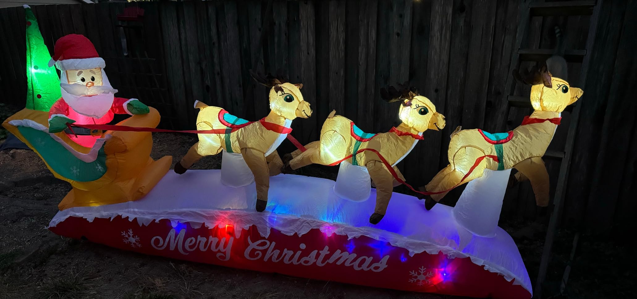 Danxilu Christmas Inflatables 10 FT Long Santa Sleigh and Reindeer Decor customer photo 2