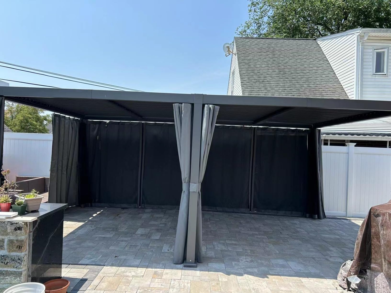 Aoxun Louvered Pergola 12x20 All-Aluminum, Waterproof Curtains and Netting customer photo 2