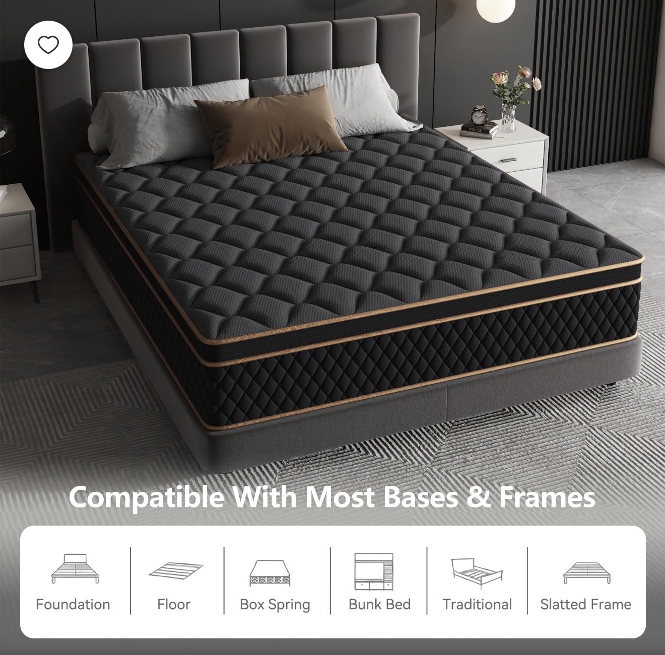 Yaheetech Queen Bed Frame with Chevron Channel-Tufted Headboard, Beige customer photo 1
