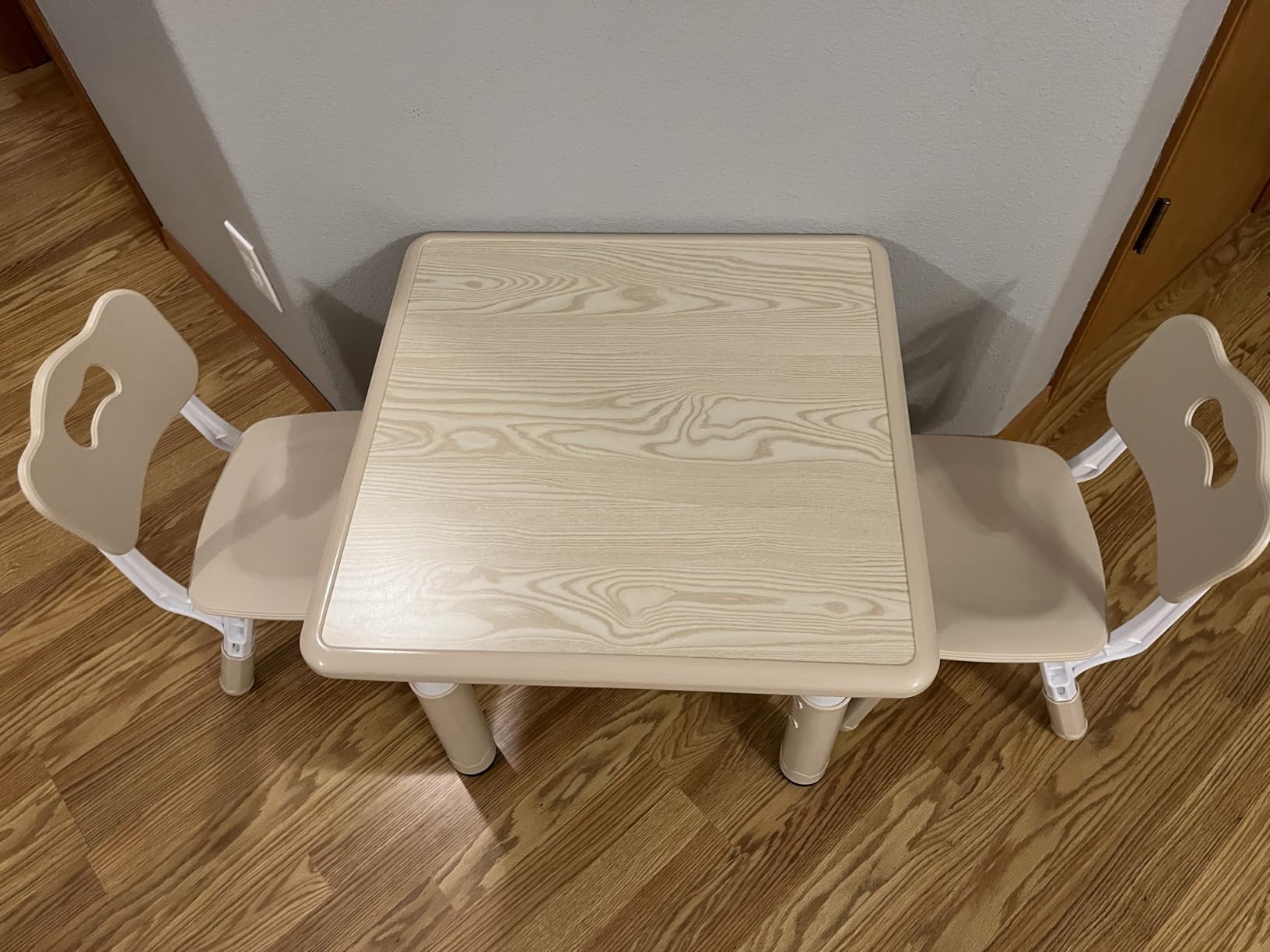 Kids Table & Chairs Set (2 Chairs) Height Adjustable for Ages 2-8 | Non-Slip Toddler Activity Table with Wipe-Clean Desktop, Montessori Learning & Art Drawing Tables for Home Preschool customer photo 1