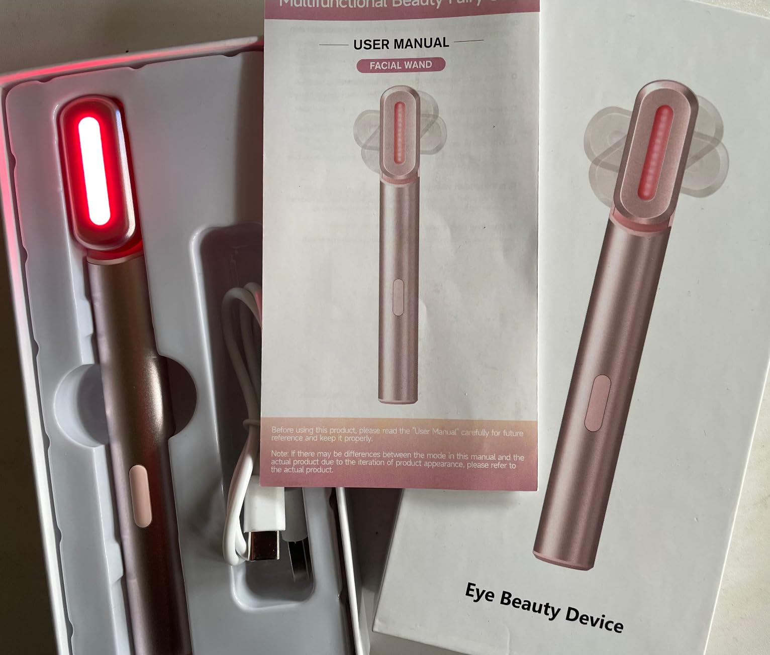 4-in-1 Light-Therapy-Wand,Red Light Therapy for Face and Neck - Microcurrent Facial Device for Anti-Aging - Face & Eye Massager Skincare (2 Colors led Light) customer photo 1