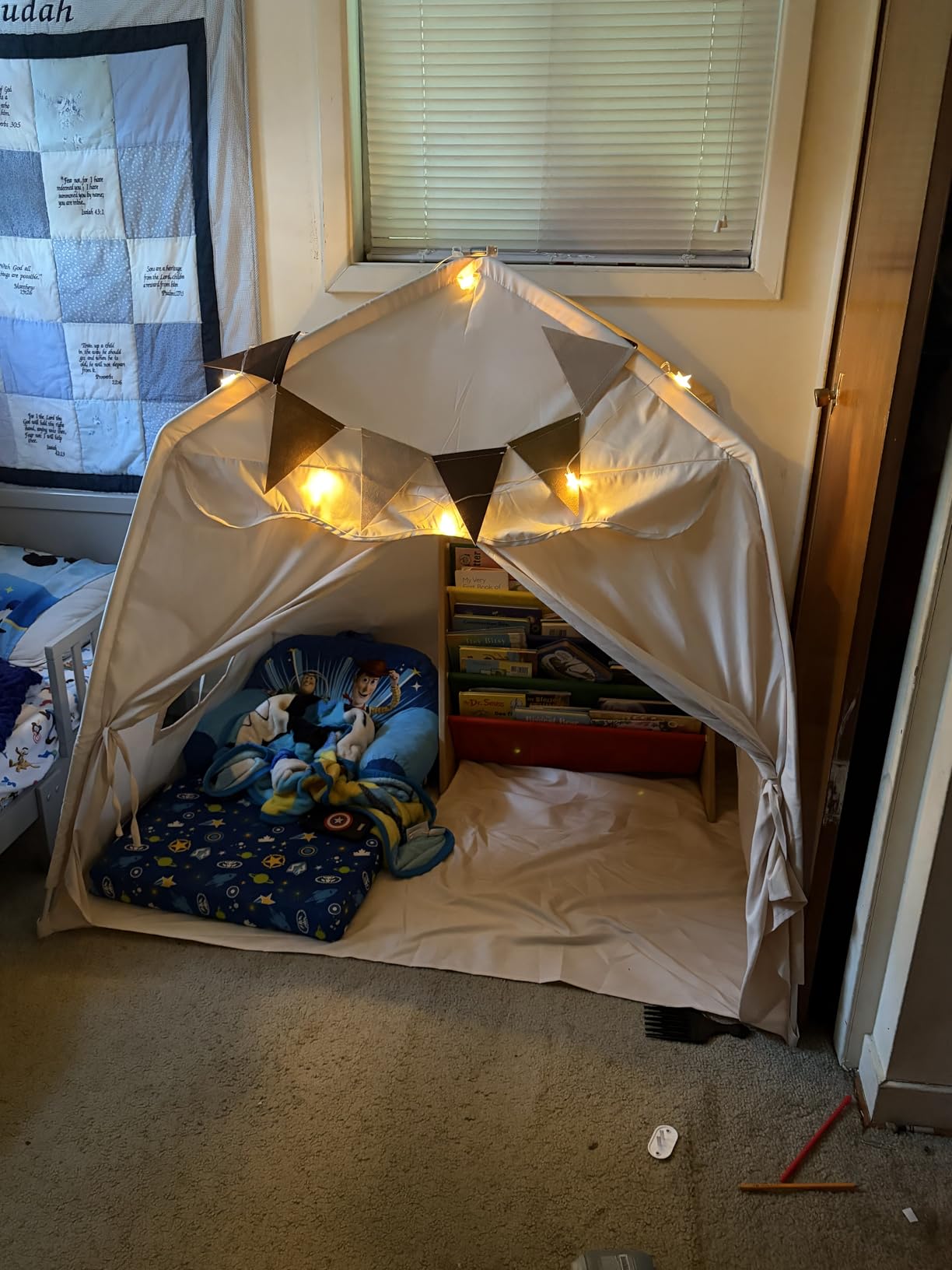 Little Dove Large Kids Play Tent with Star Lights & Flags, Portable & Foldable Teepee Tents, Dome Tent Playhouse for Indoor & Outdoor Use, 51x39x51 in, Cream customer photo 1