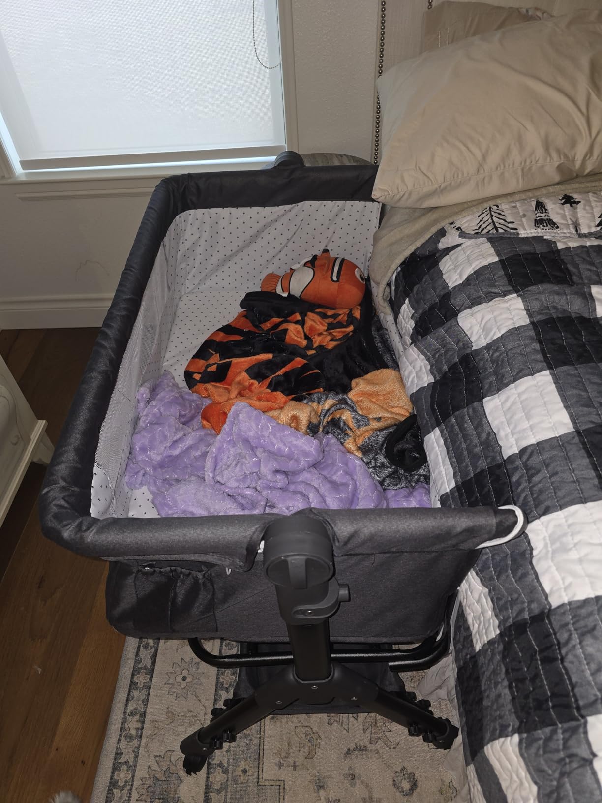 BCOL Baby Bassinet, Bedside Bassinet for Baby, 3 in 1 Bassinet Bedside Sleeper with Wheels, Mosquito Net, Adjustable Easy Folding Portable Bed for Infant Newborn (Dark Grey) customer photo 2