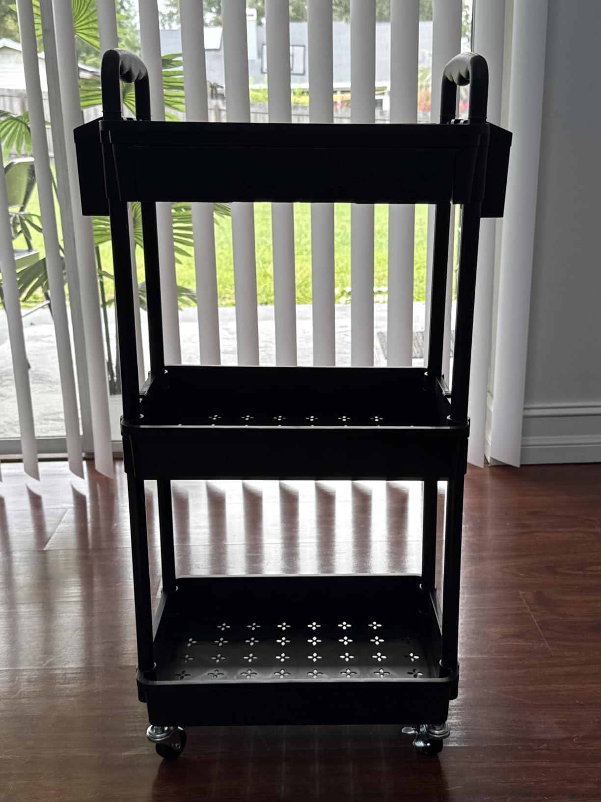 SUNALLY 3 Tier Rolling Cart with Drawer, Craft Storage Cart Organizer,White customer photo 1
