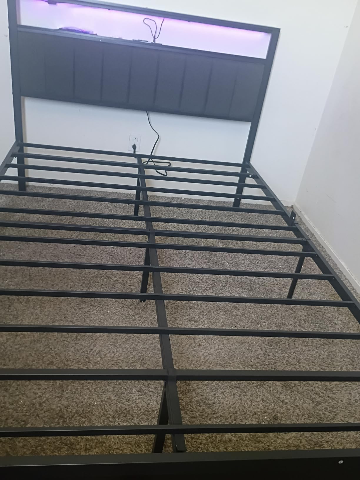 Furnulem Twin Size Bed Frame with Charging Station and LED Lights customer photo 1
