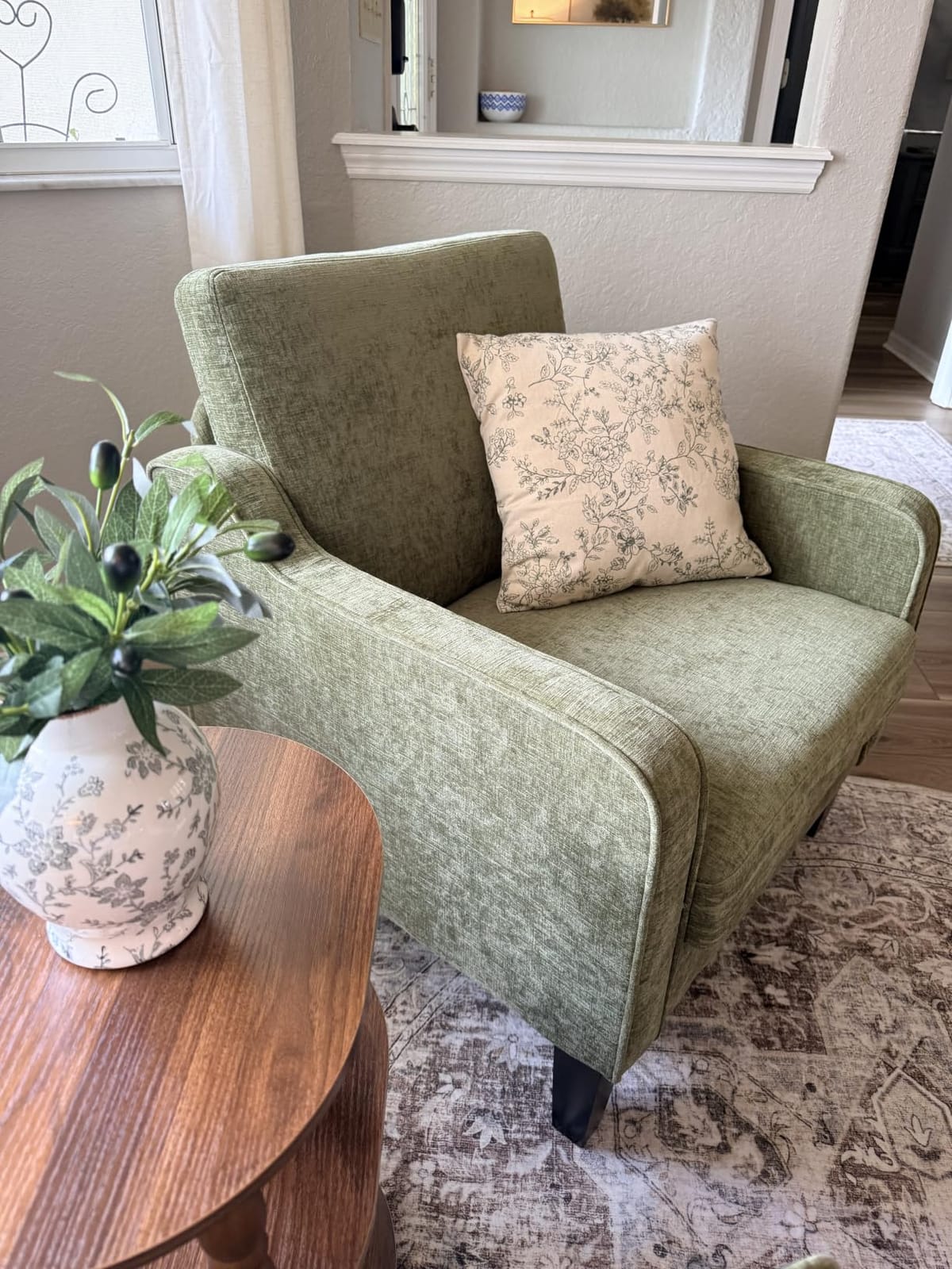 VINGLI Olive Green Accent Chair, Upholstered Armchair for Living Room customer photo 1