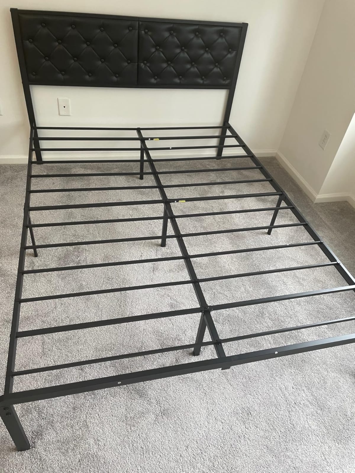 Fluest Queen Bed Frame with Headboard PU Leather Upholstered Bed Frame Platform,All Metal Slats Support Platform Bed Frame with Storage Space,Easy Assembly,Noise Free,No Box Spring Needed,Black customer photo 1