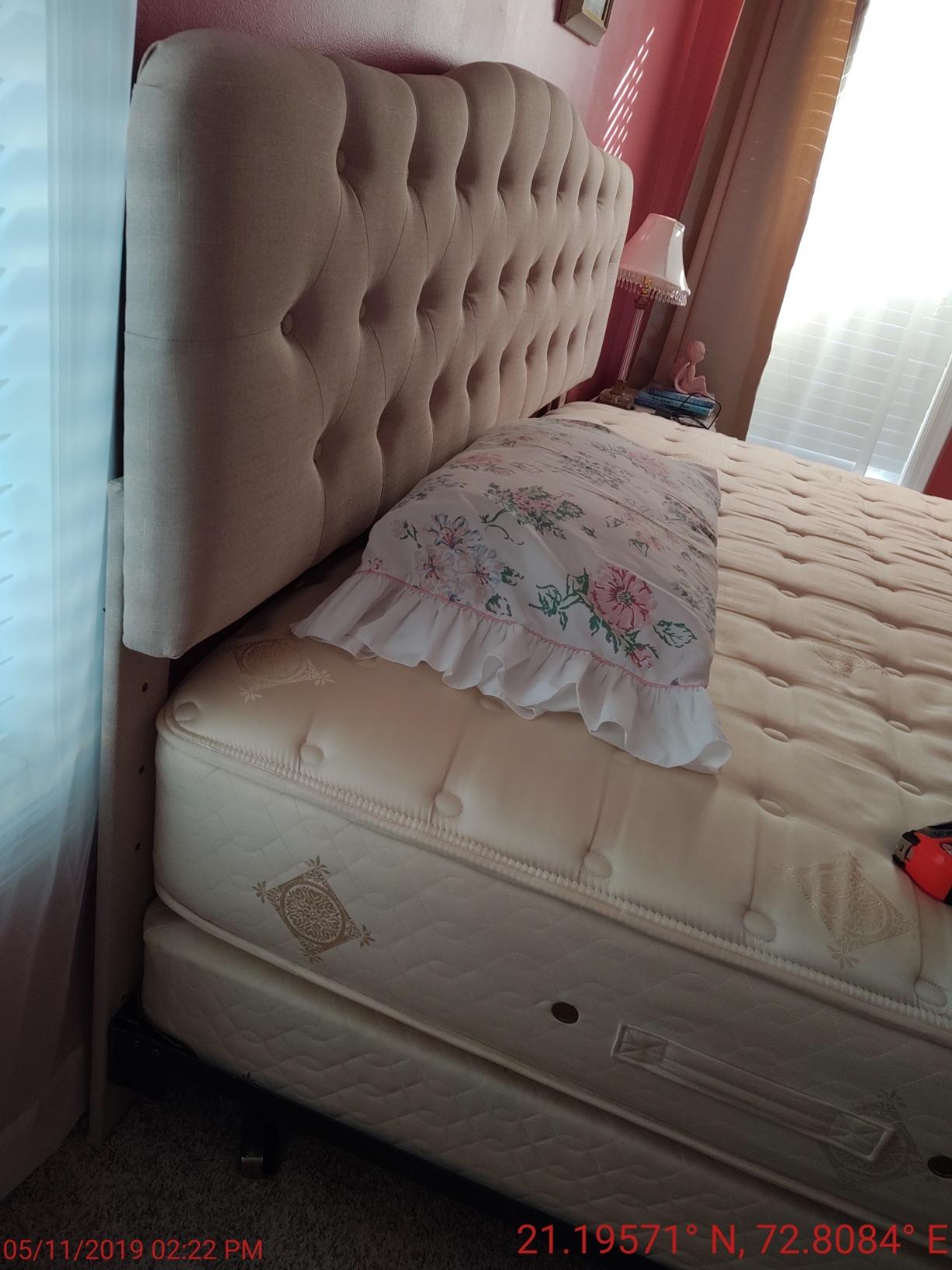 Rosevera Givanna Adjustable Height Headboard with Linen Upholstery and Button Tufting for Bedroom, Queen, Beige Linen customer photo 1