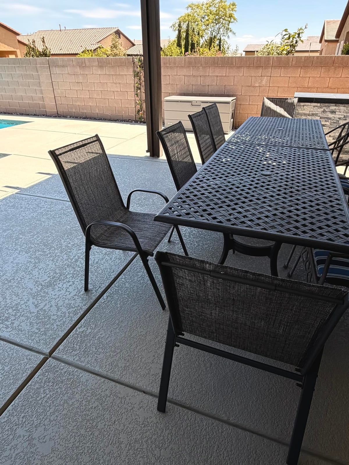 Patio Chairs Set of 4, Outdoor Dining Chairs Stackable for All Weather, Breathable Metal Modern Outside Furniture Chair for Pool Side, Garden, Backyard Deck, Brown customer photo 2