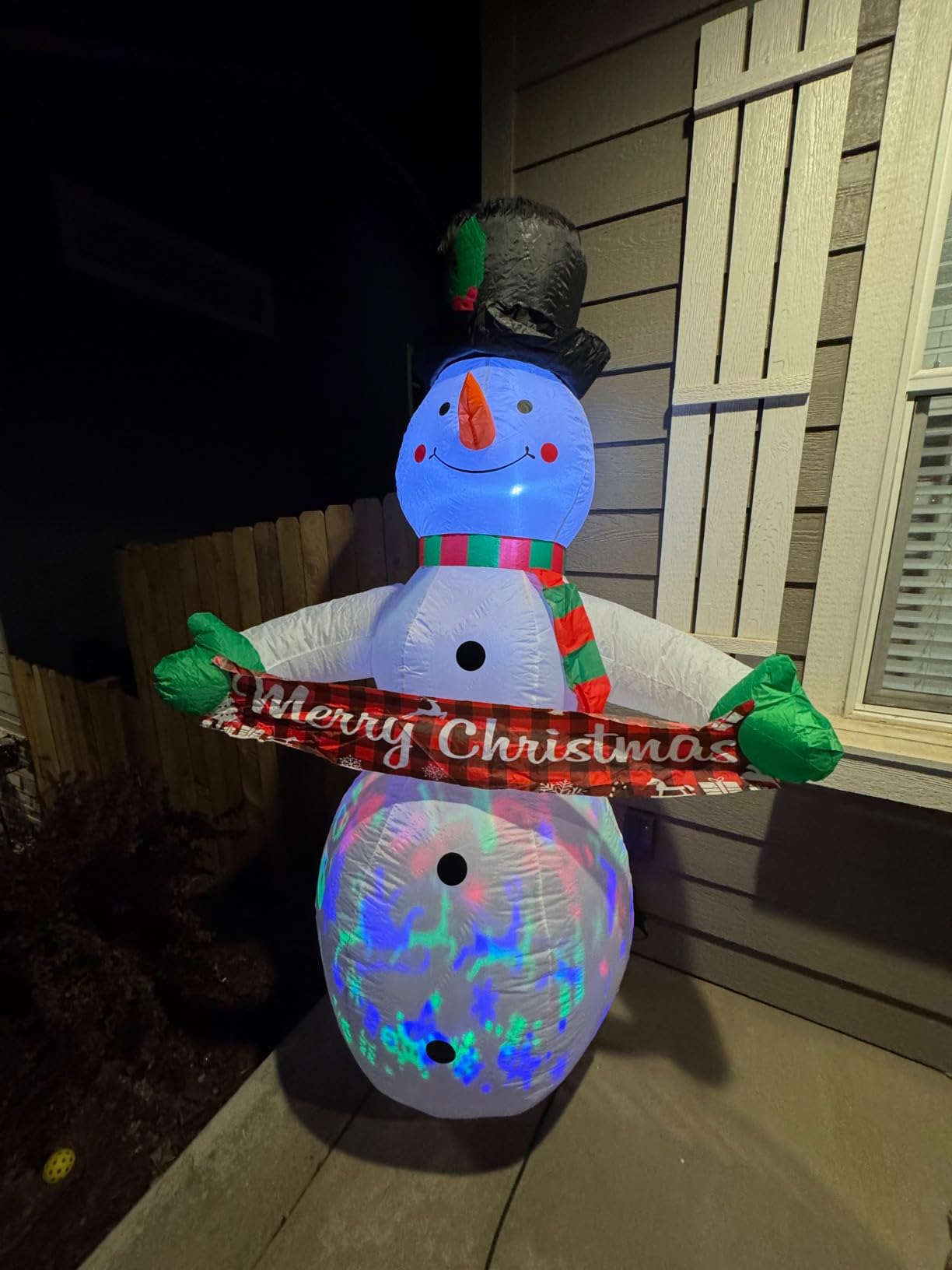 zukakii 7FT Christmas Inflatables Decorations with Built-in Music & 360° Rotation Colorful Projector LED Light Snowman Christmas Blow Up Yard Decorations Indoor Outdoor Christmas Decorations Decor customer photo 2