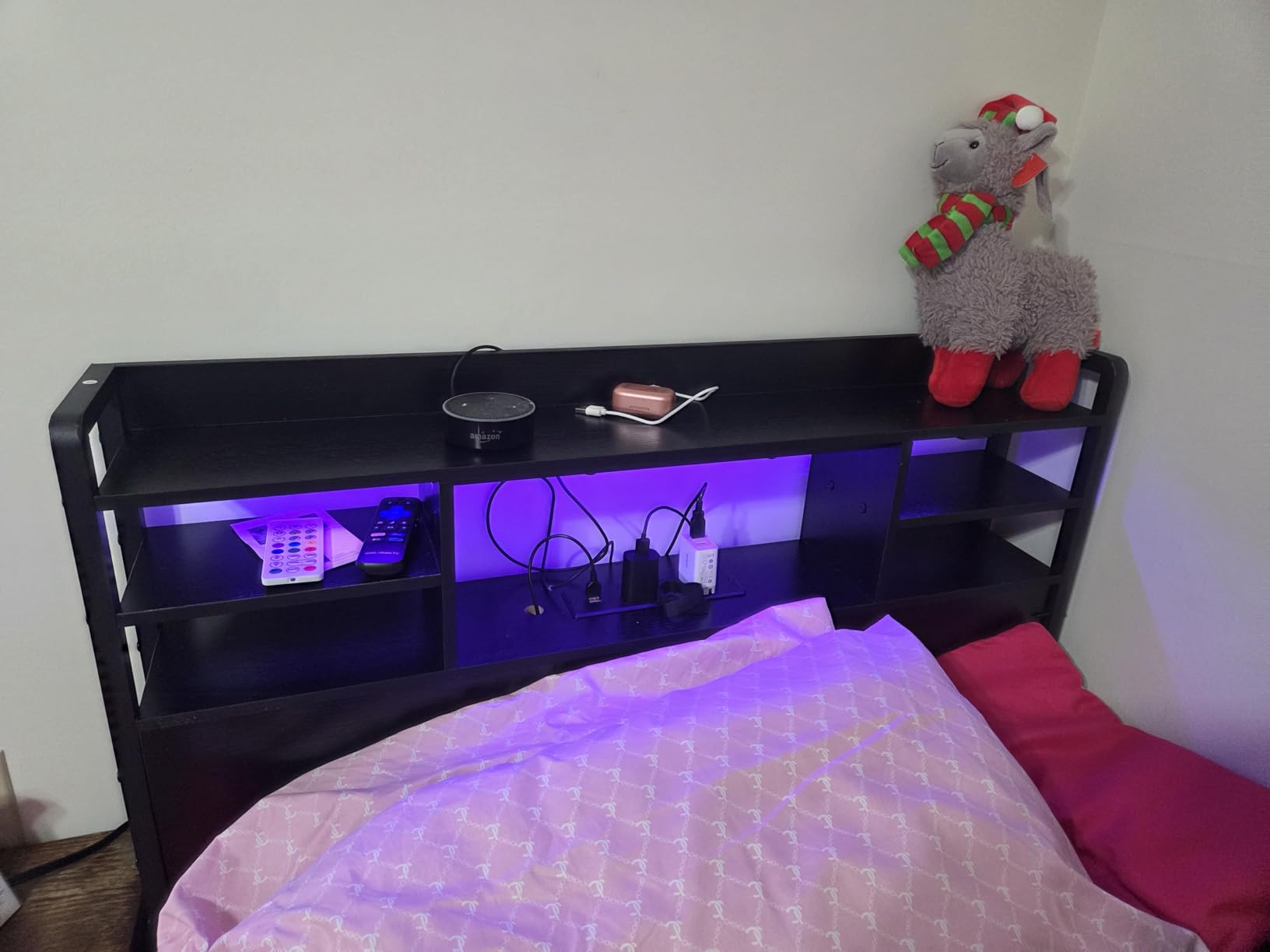 Aheaplus Headboard for Queen Size Bed with Storage, Black customer photo 1