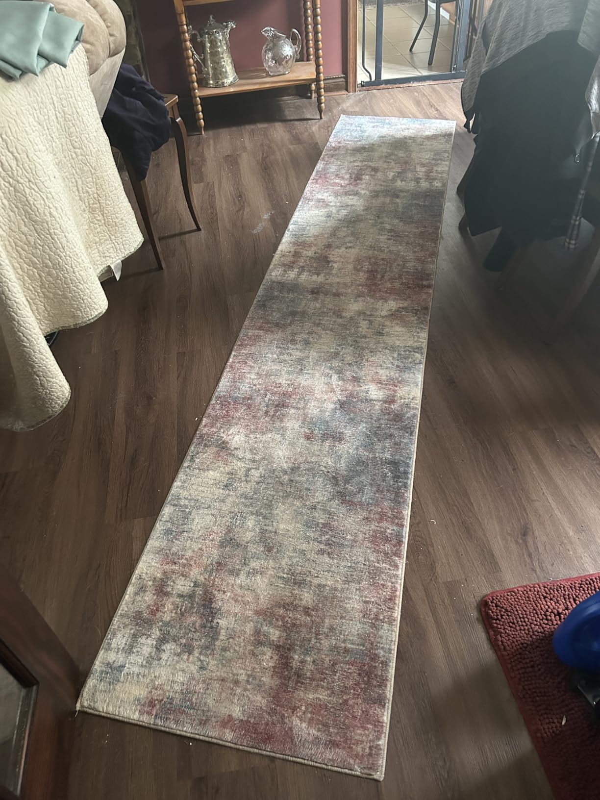 IOHOUZE Abstract Area Rug 3x5 Ft Washable Rugs for Entryway Indoor, Non Slip Kitchen Rug Printed Faux Wool Throw Rugs, Indoor Door Mat for Door Entrance Foyer Living Room, Grey Beige customer photo 1