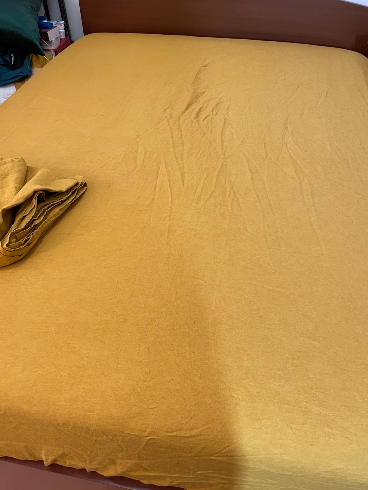 S VICTORY SYMBOL 100% Organic Linen Sheets Set Queen Size,Washed French Flax Bed Sheets 4Pcs(2 Pillowcases,1 Fitted Sheet,1 Flat Sheet) Burnt Olive customer photo 2
