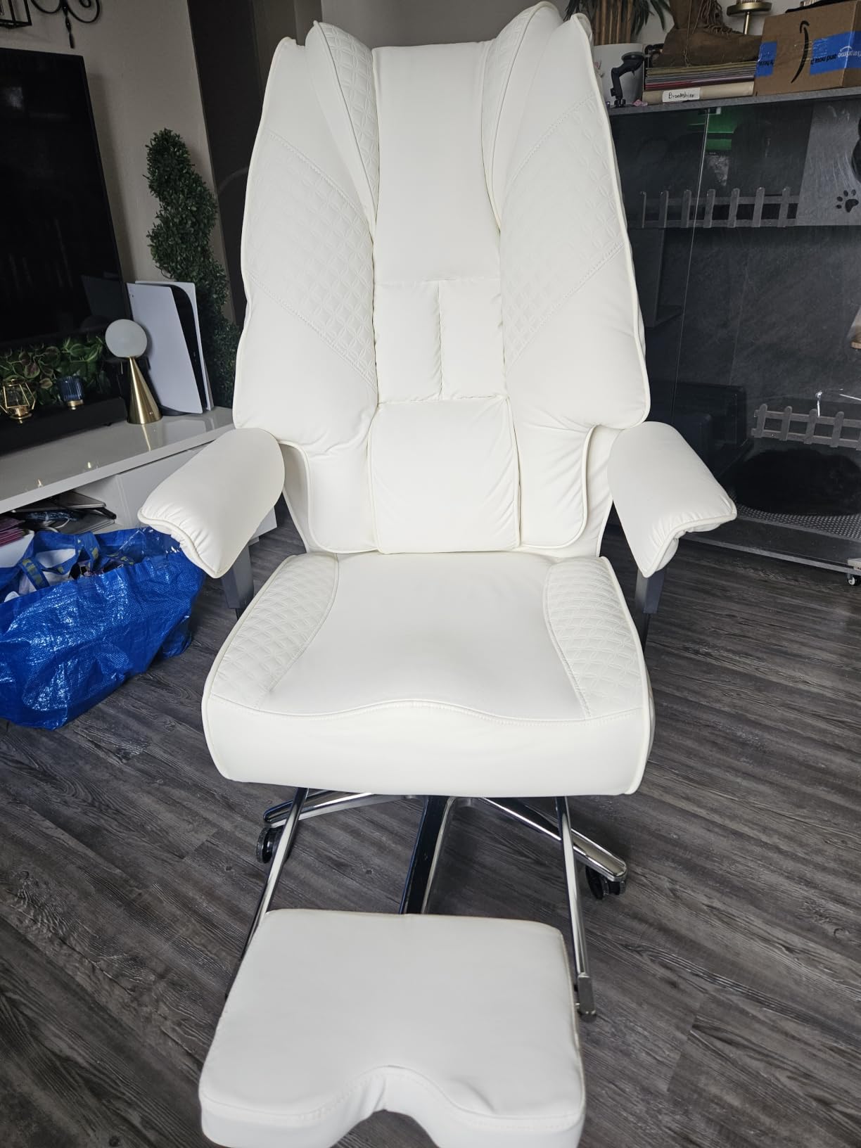 EXCEBET Big and Tall Office Chair with Footrest, PU Leather High Back Executive Office Chair 400lbs, Ergonomic Computer Chairs Lumbar Support for Heavy People (Brown) customer photo 1