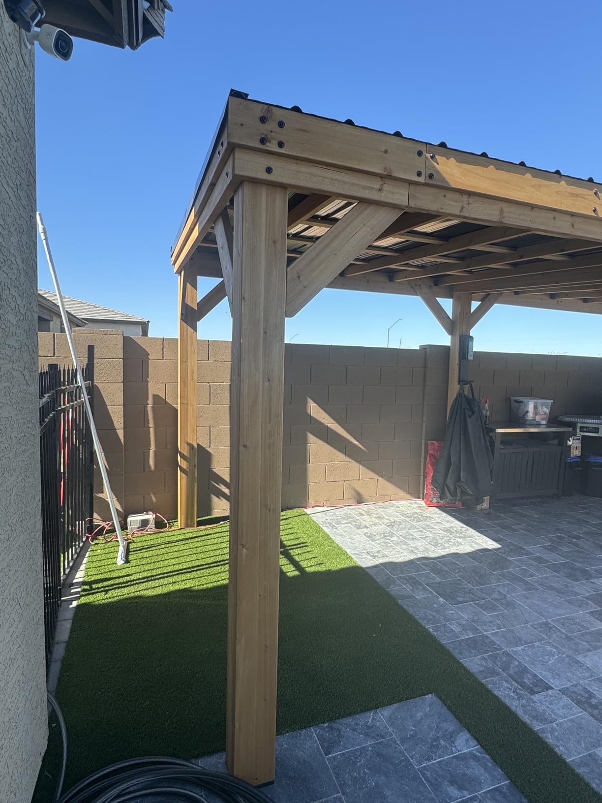 Backyard Discovery Arcadia 14' x 12' Cedar Wood Outdoor Gazebo Pavilion with Hardtop Galvanized Steel Slope Roof, Snow Support, Wind Resistance, PowerPort, Shade for Garden, Patio, Deck, Entertaining customer photo 1
