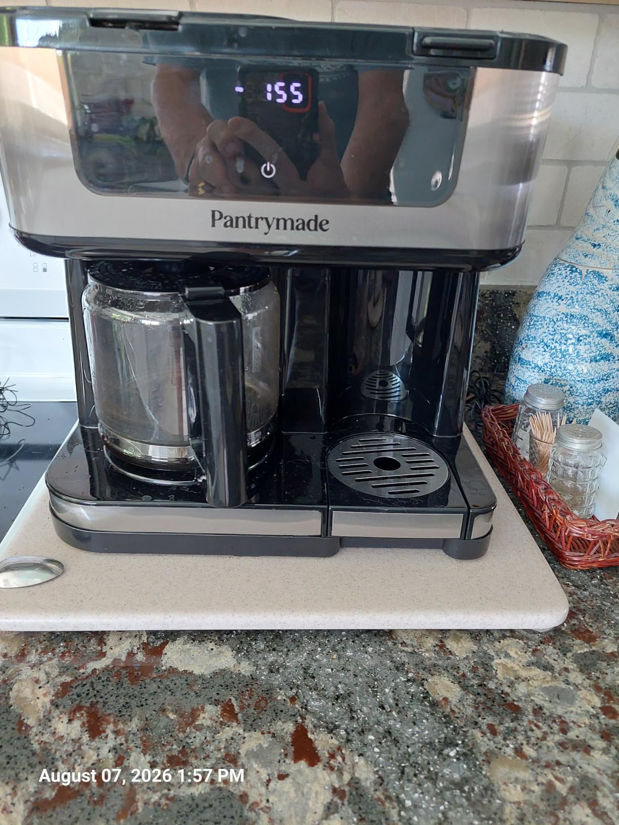 Pantrymade Dual Brew Coffee Maker, 12-Cup Drip & Single Serve K-Cup, Black | Brew a full 12-cup carafe or a single K-Cup pod with programmable touchscreen controls, auto shut-off and reusable filter. customer photo 2
