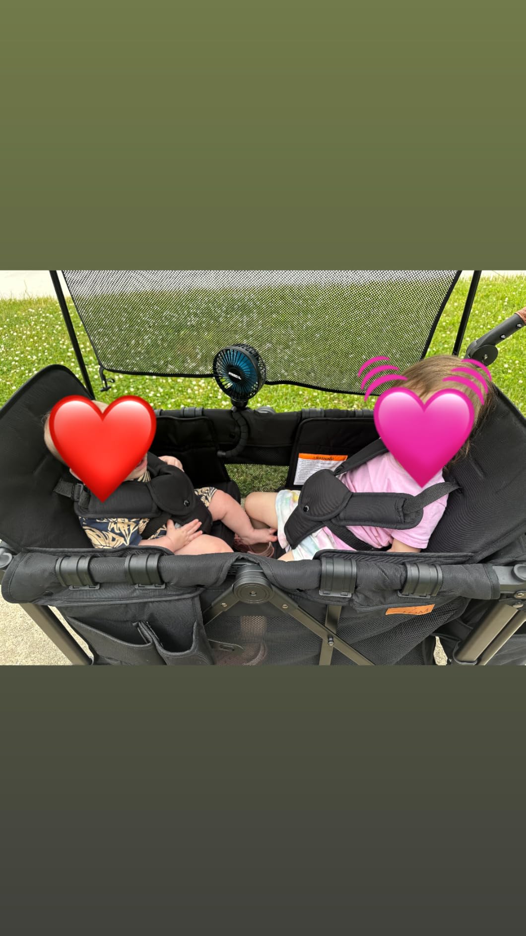 ZTDM Wagon Stroller for 2 Kids, High Seat & 5 Point Harness, Foldable All-Terrain Wagon for Toddler with Canopy, Parent Organizer, Shoulder Bag, Adjustable Handlebar, Ultimate Double (Black) customer photo 2