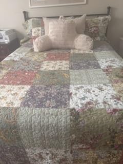 Reading Pillow for Sitting in Bed with Arm,White Corduroy, M customer photo 1