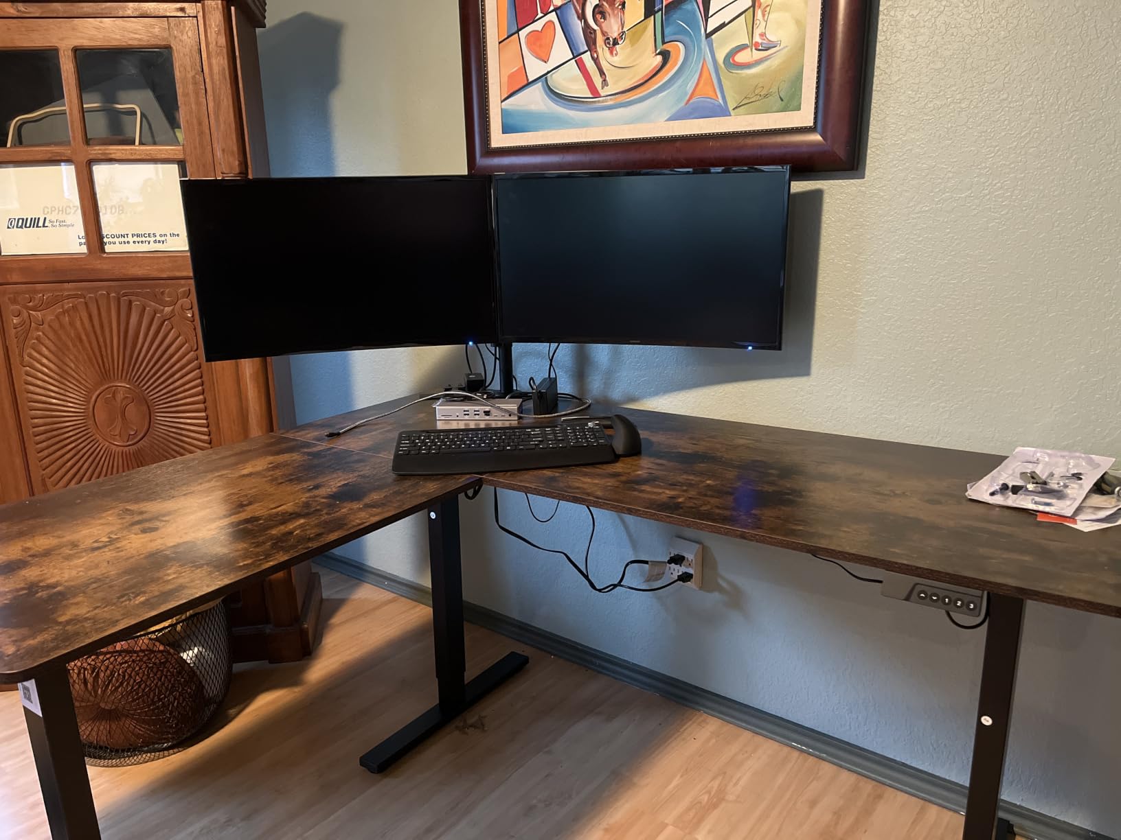 SIAGO L-Shaped Standing Desk - 63 x 55 Inch Adjustable Corner Standing Desk with Charging Station - L Shape Sit Stand Table with Memory Controller, Splice Board for Home Office customer photo 2