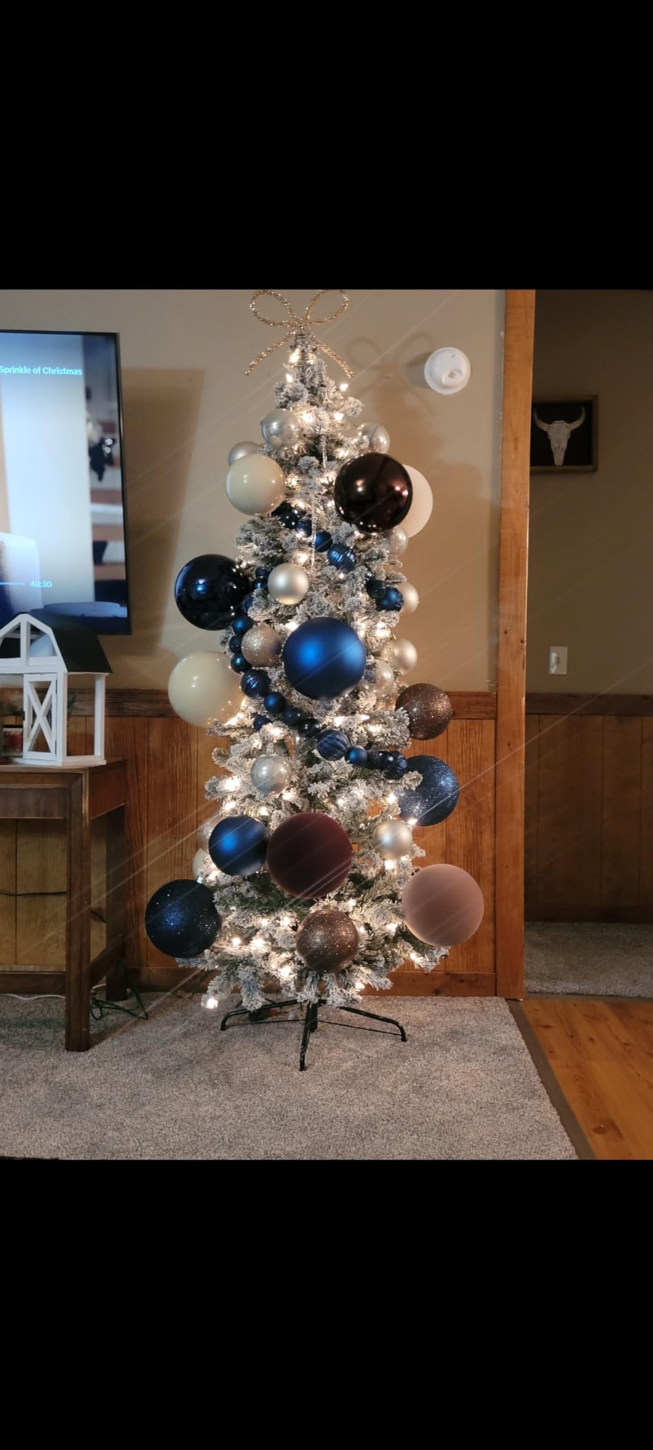 SHareconn 7ft Prelit Snow Flocked Artificial Slim Pencil Christmas Tree customer photo 2