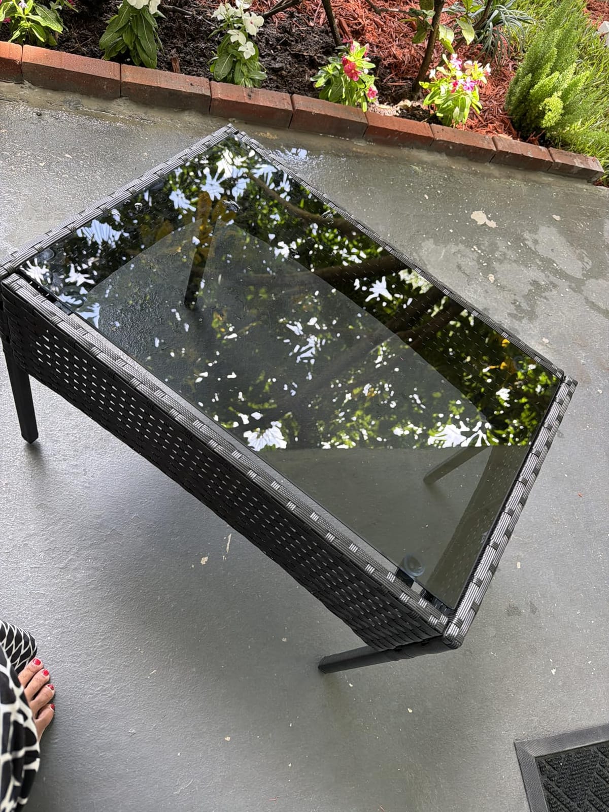 Shintenchi 4 Piece Outdoor Patio Furniture Sets, Small Wicker Patio Conversation Furniture Rattan Chair Set with Tempered Glass Coffee Table for Backyard Porch Garden Poolside Balcony,Black customer photo 1