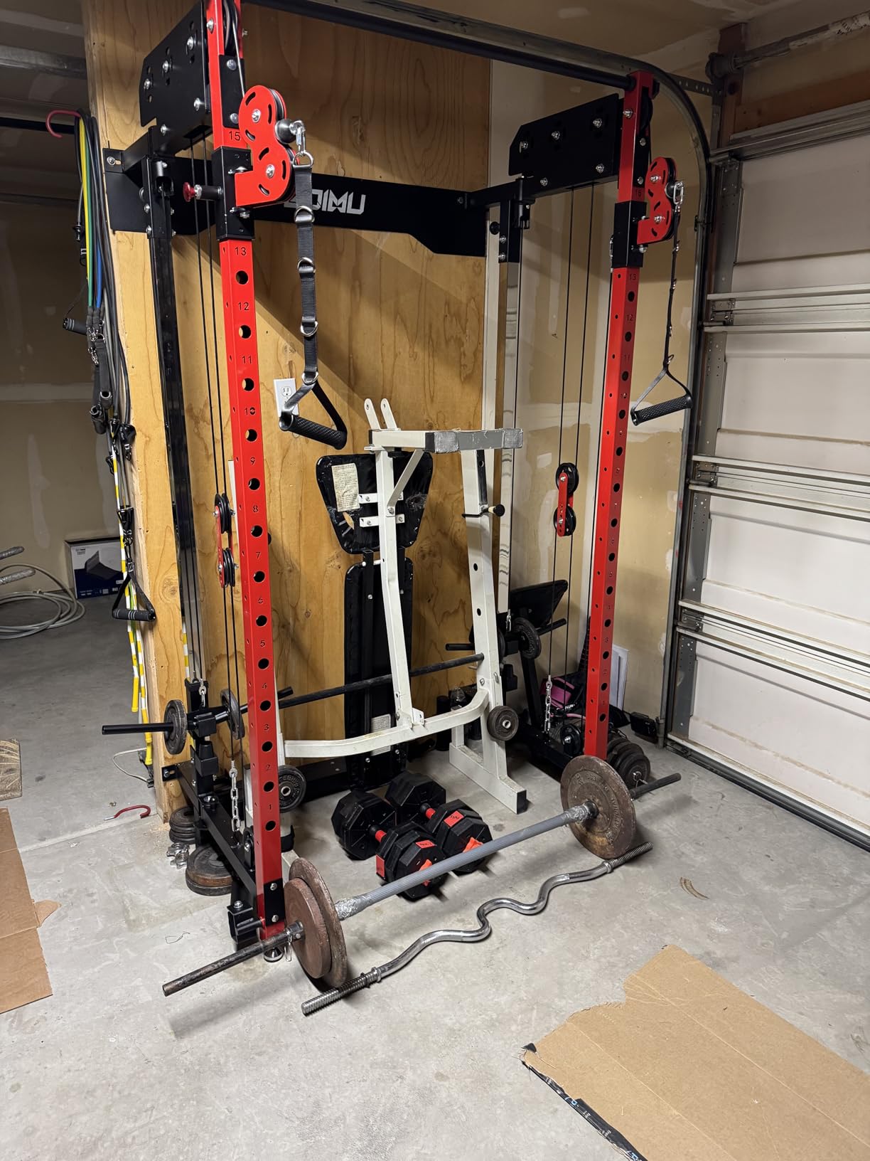 WM3-V4 Folding Squat Rack, Wall Mounted Power Rack with Dual Independent Pulley System, Functional Trainer with 5 Adjustable Function Modes for Space Saving customer photo 2