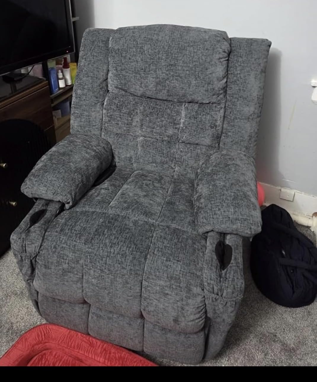 Korser 360° Swivel Rocker Recliner for Adults, Nursery Glider Recliner with Massage and Heating, Rocking Chair with Cup Holder, Manual Recliner Chair for Living Room, Bedroom (Fabric, Beige) customer photo 1