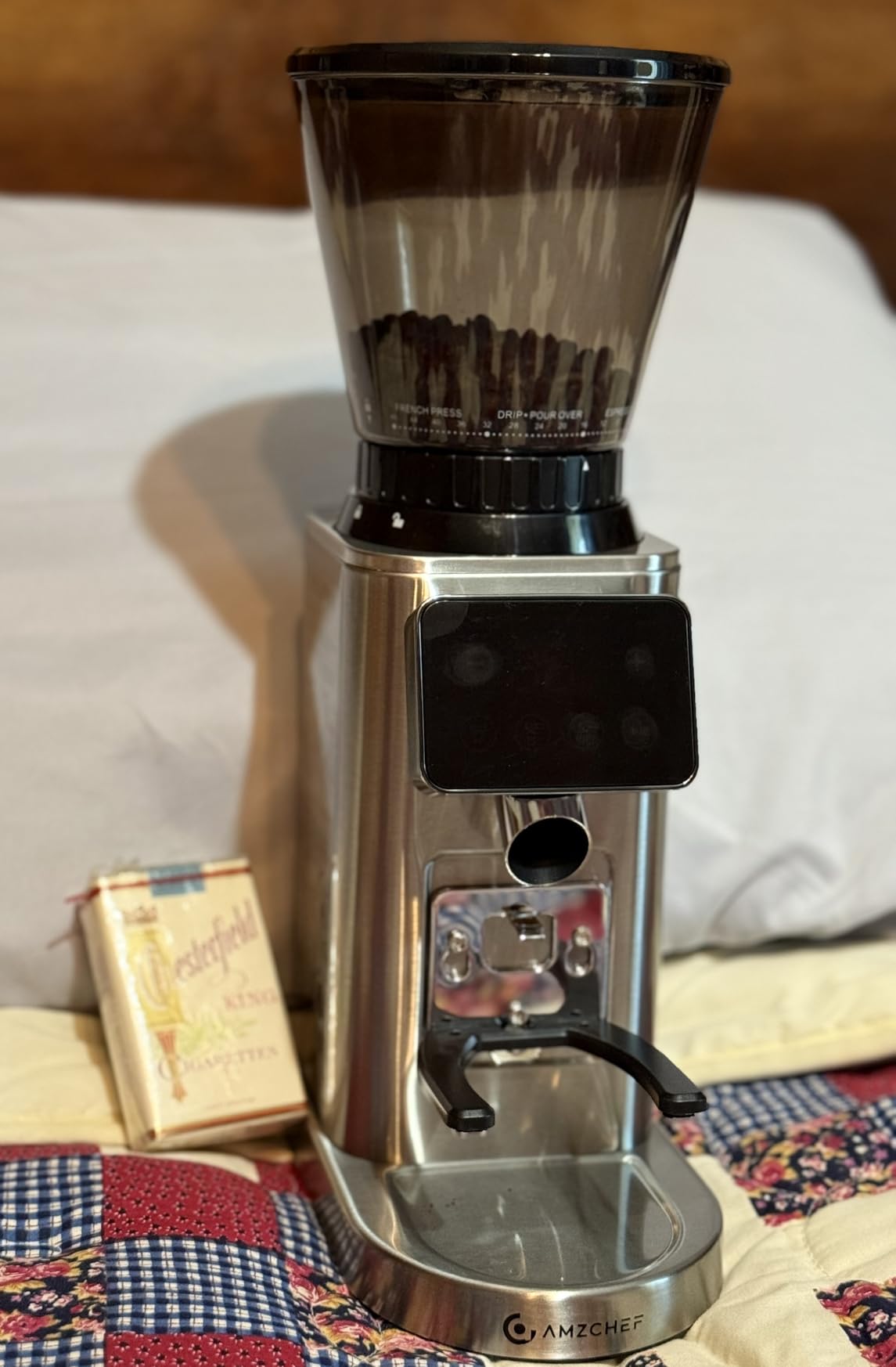 AMZCHEF Burr Coffee Grinder, 48 Settings, Less Static Mess, Metallic Silver customer photo 2