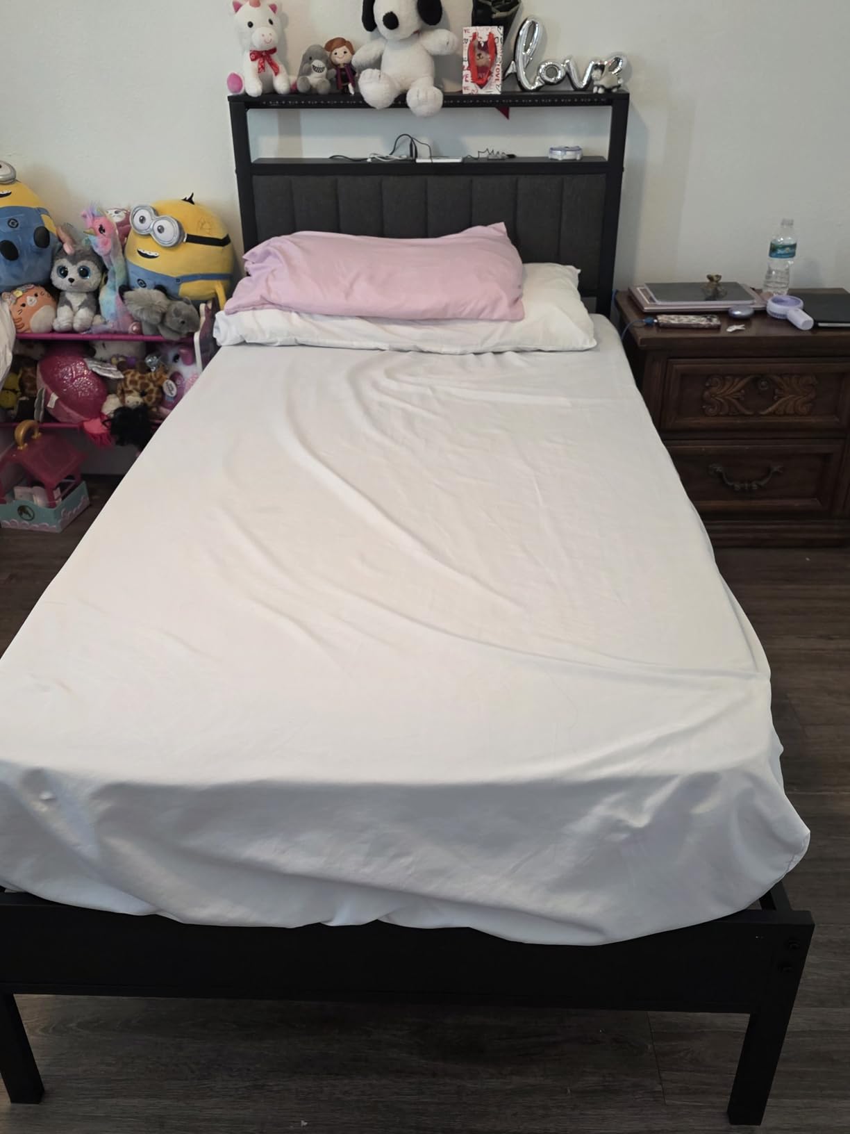 Furnulem Queen Bed Frame with Storage Drawers and Upholstered Headboard customer photo 2