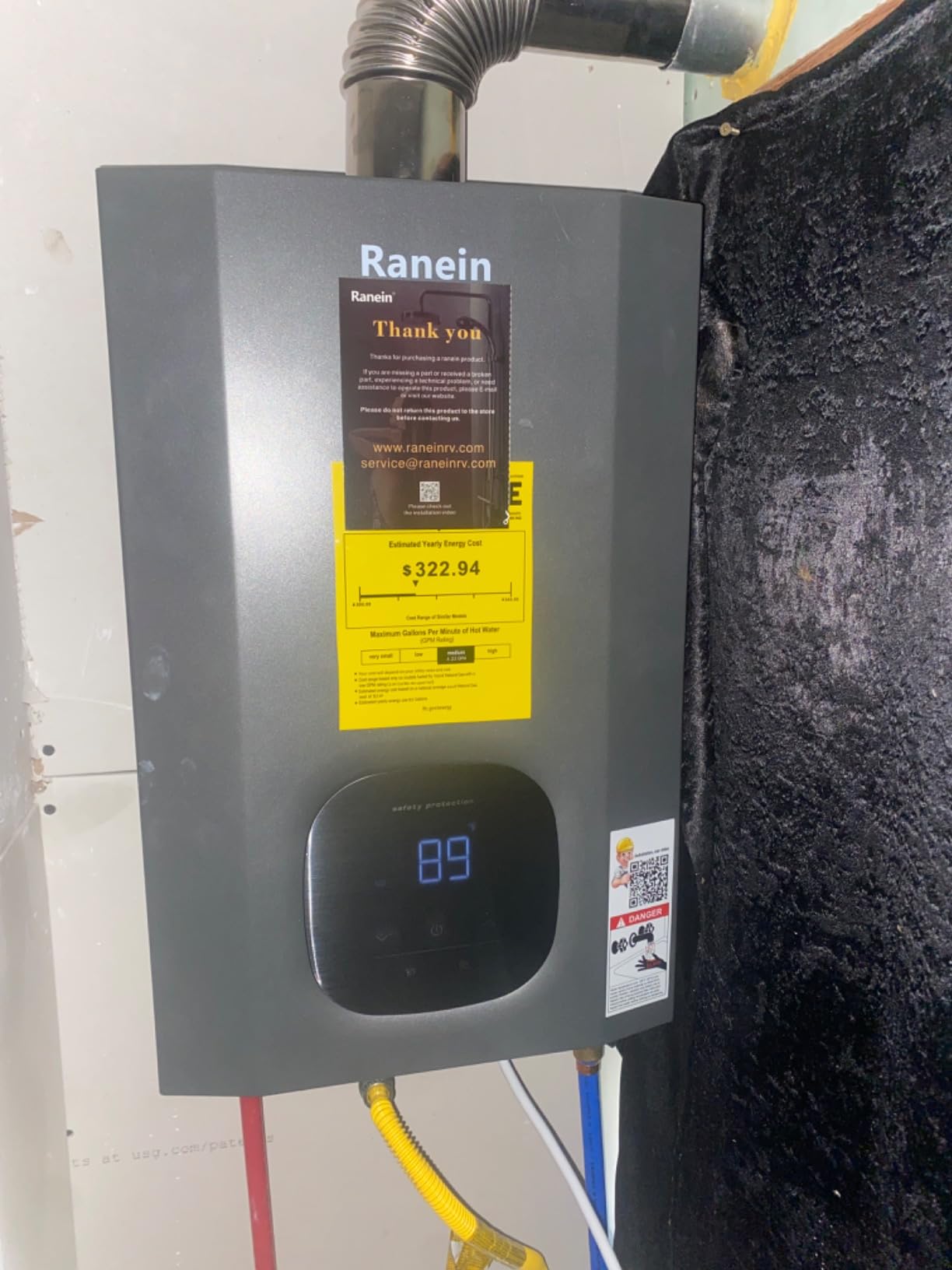GEN II Ranein Natural Gas Tankless Water Heater Max 3.6 GPM, 80,000 BTU Indoor On Demand Instant Hot Water Heater with LED Temperature Control Panel customer photo 1