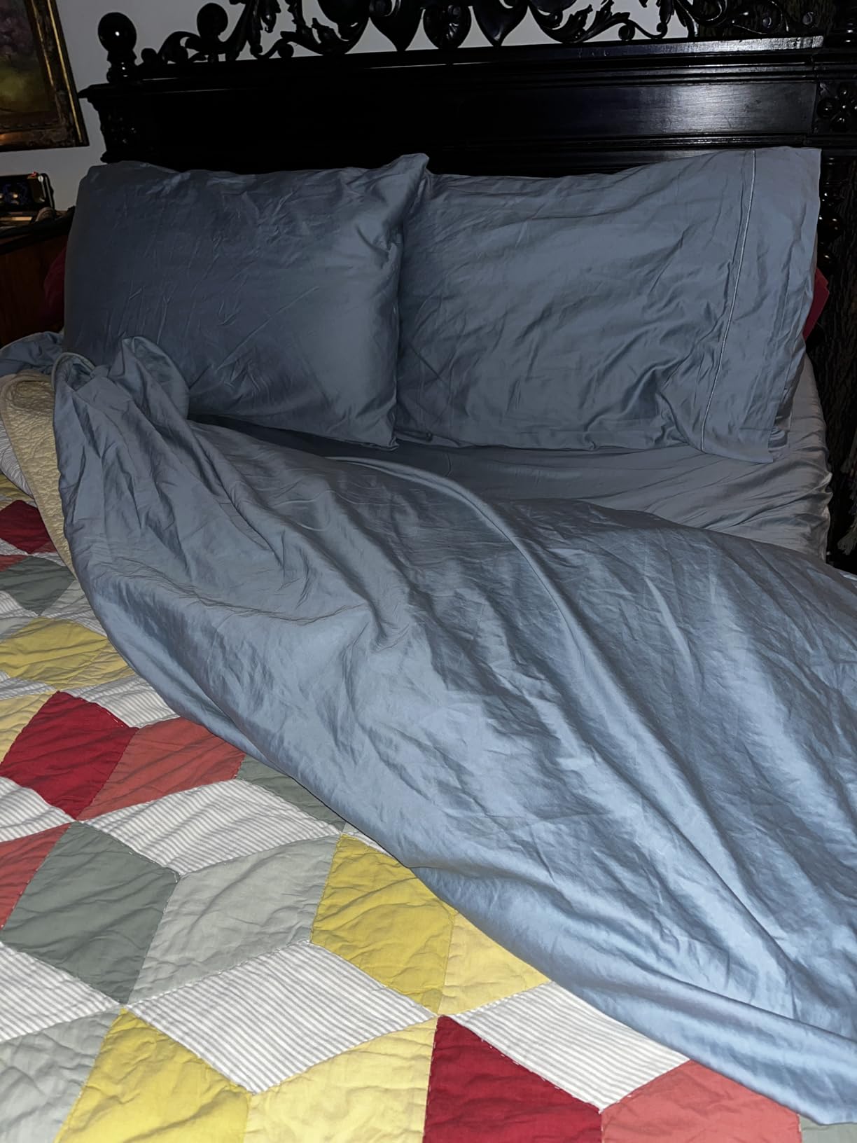 LANE LINEN 100% Egyptian Cotton Sheets Queen Size Sateen Weave - White customer photo 2