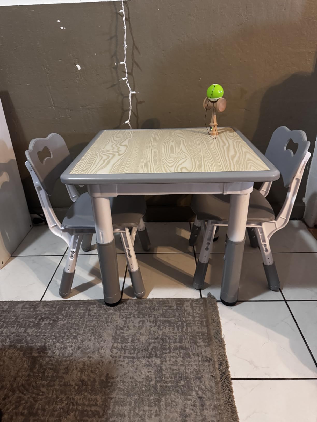 Pterying Toddler Table and Chair Set, Graffiti Tabletop, 2 Chairs, Grey customer photo 2