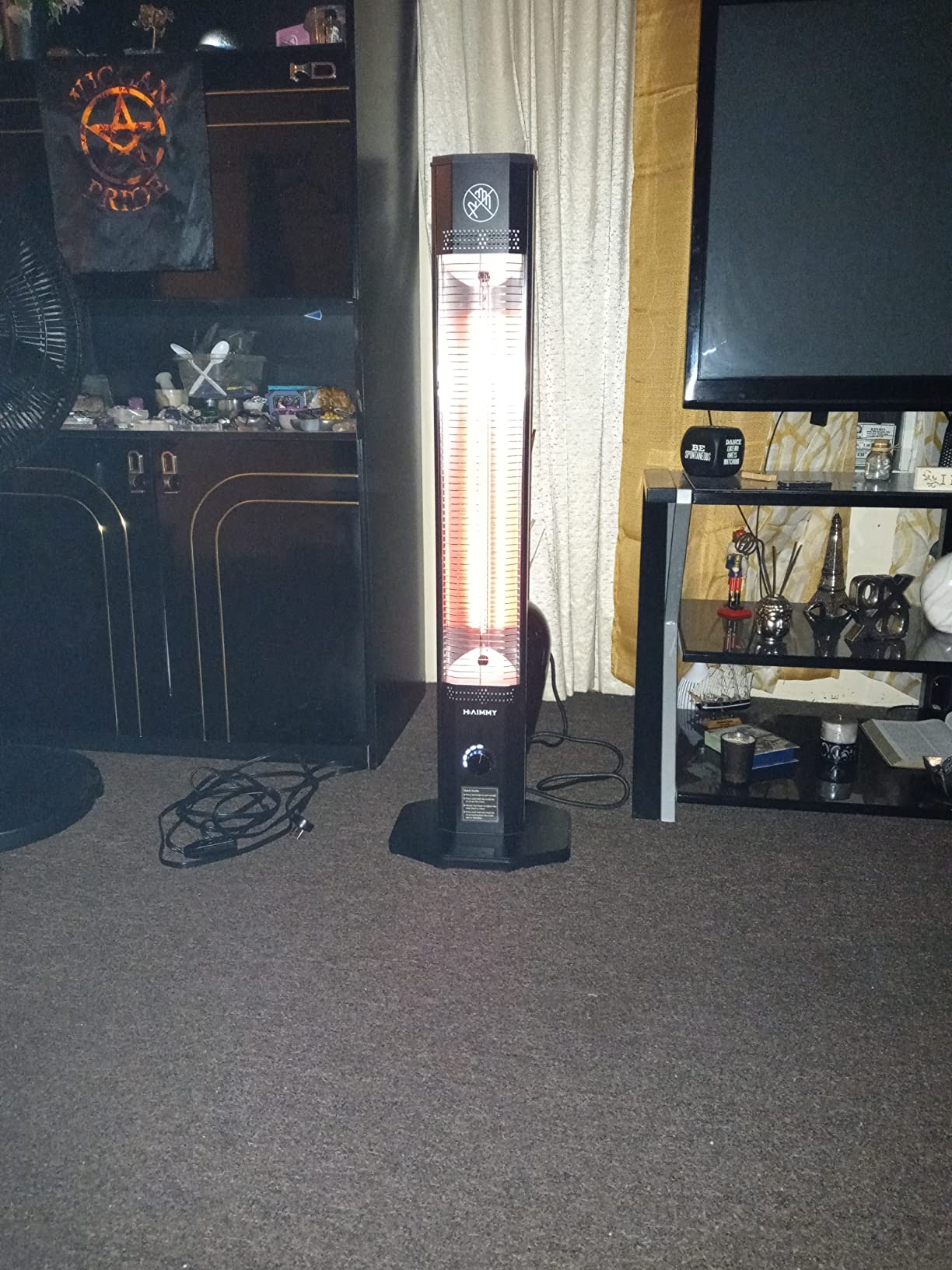 Outdoor Electric Patio Heater, Haimmy 34- inch Outdoor Electric Patio Heater, 1500W Instant Heating, 3 Heat Levels, Tip-Over & Overheat Protection, IPX5 Waterproof Tower Space Heater customer photo 1