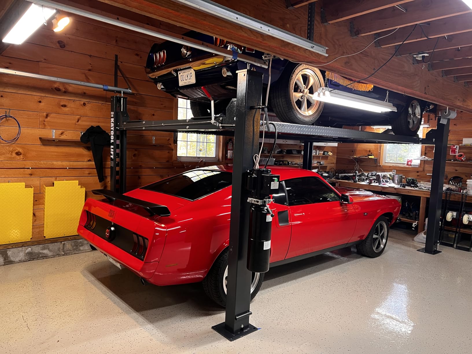 KT-4H950 110V 3.0HP Four Post Lift Car Truck Parking Hoist Aluminum Plate with Casters and 9500Lbs Lifting Capacity，Max Lifting Height 84.5 Inch Extra Wide 113 Inch customer photo 1