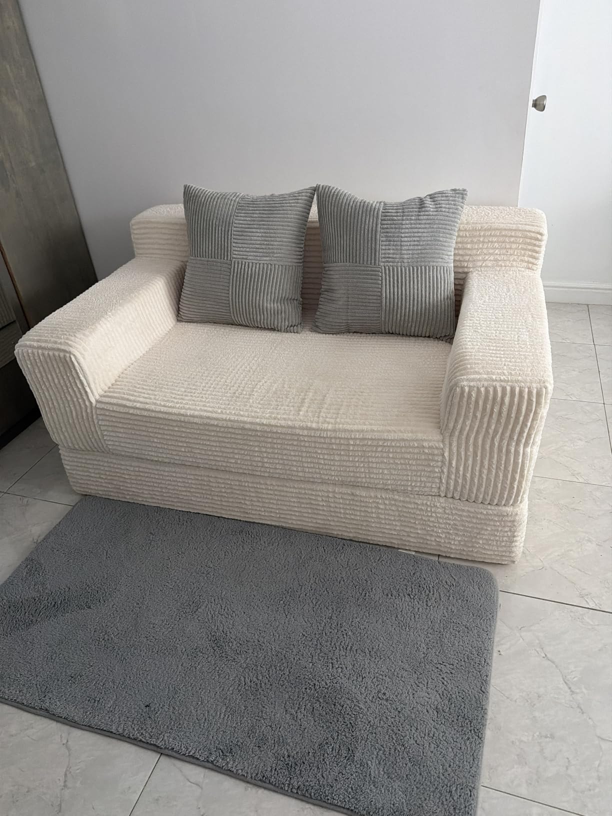 Erament Convertible Sofa Bed, Loveseat Folding Floor Futon Sleeper Sofa Couch Bed- Boneless Foldable Couch, Corduroy Pull Out Sofa Bed with 2 Pillows for Living Room & Bedroom customer photo 2