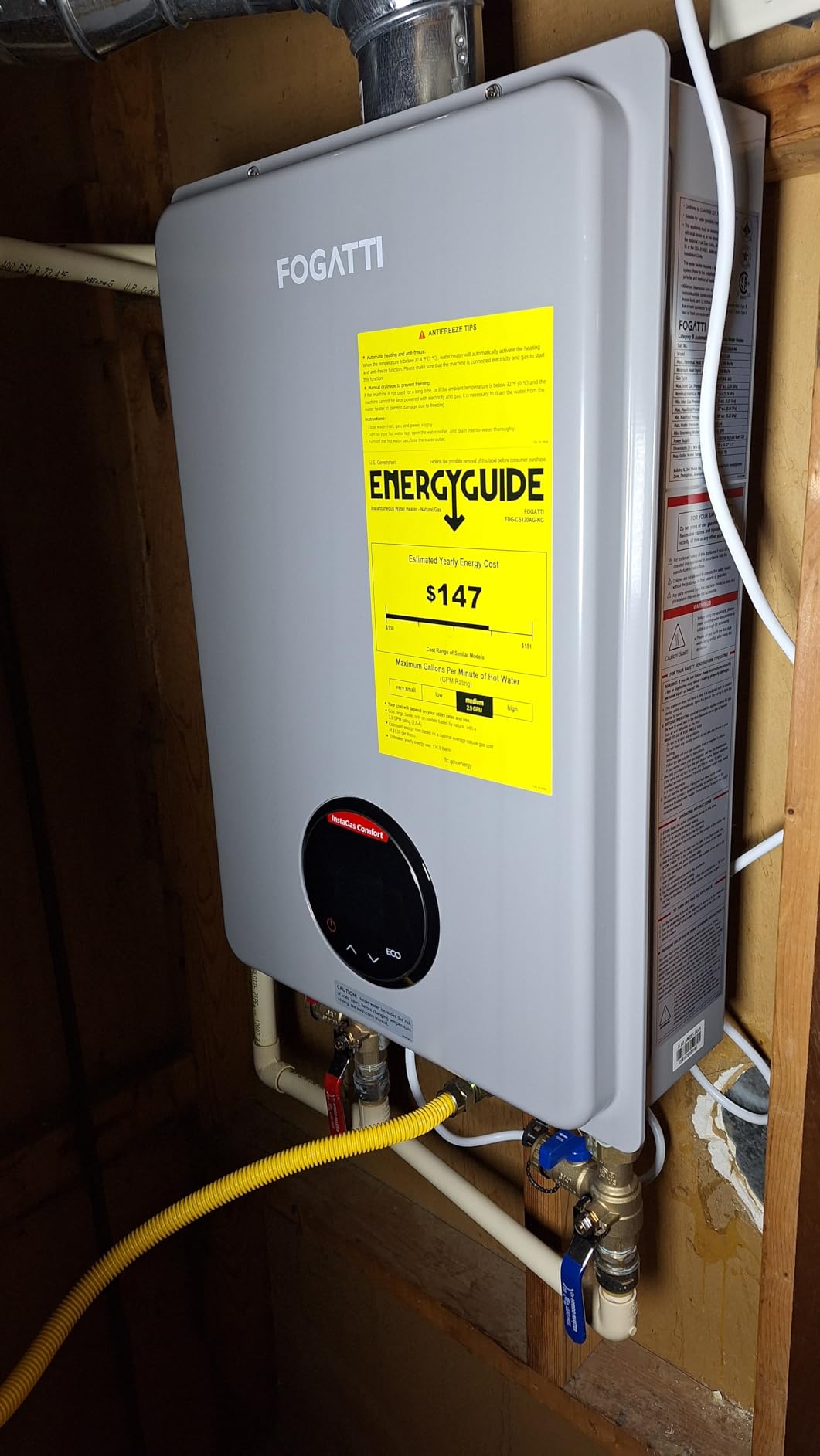 FOGATTI Tankless Water Heater Natural Gas Outdoor On Demand CSA Certified customer photo 1