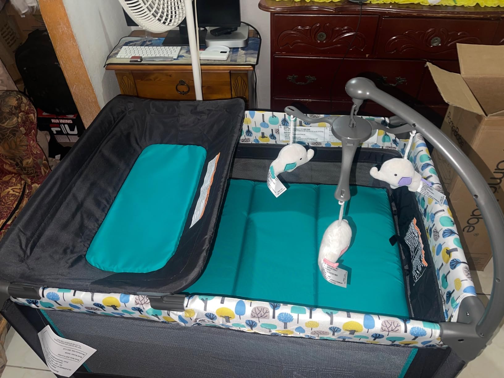 Pamo Babe Pack and Play with Bassinet Magic Fold Playard 1 Step Set Foldable Playpen Baby Playard with Changing Table Portable Playpen Grey customer photo 2