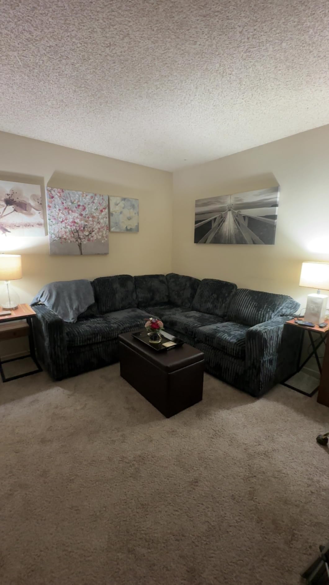 HONBAY Corduroy L Shaped Sectional Sleeper Sofa with Pull Out Bed,Green customer photo 1