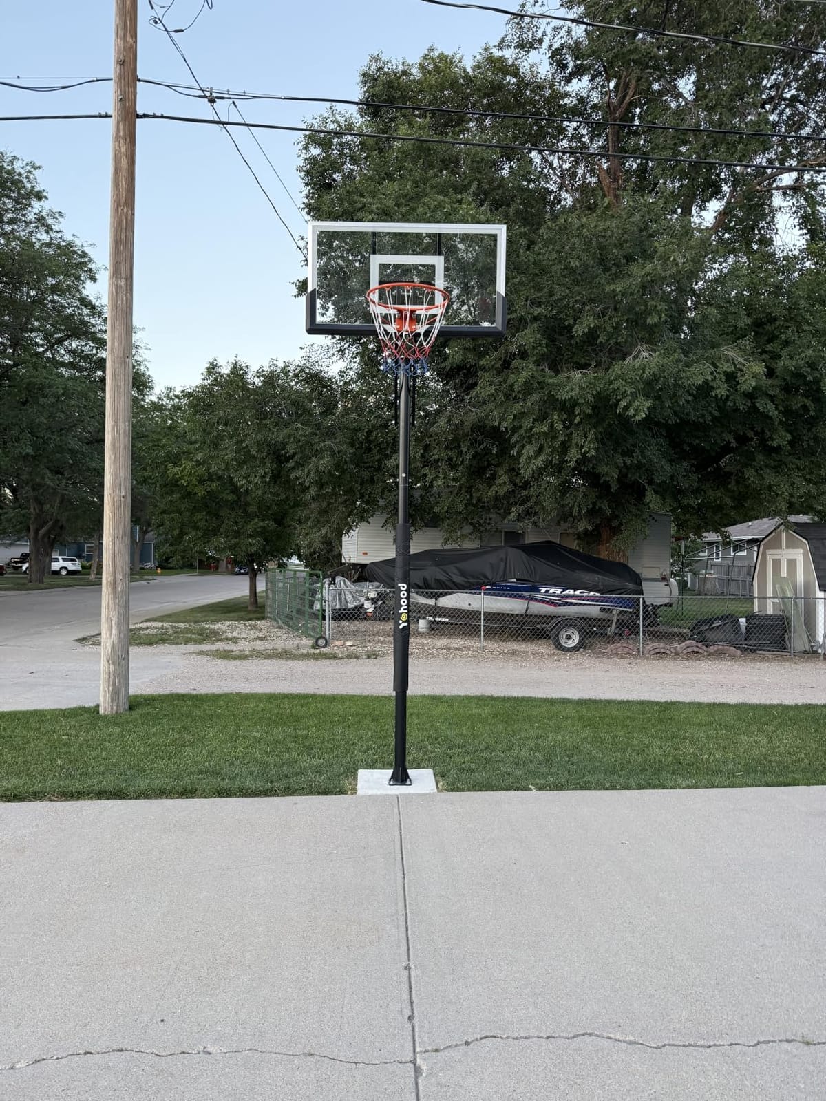 Yohood In Ground Basketball Hoop Outdoor 10FT Adjustable Height with Crank, in-Gound Basketball Goal System with 50 Inch Shatterproof PC Backborad and Solid Steel Rim customer photo 1